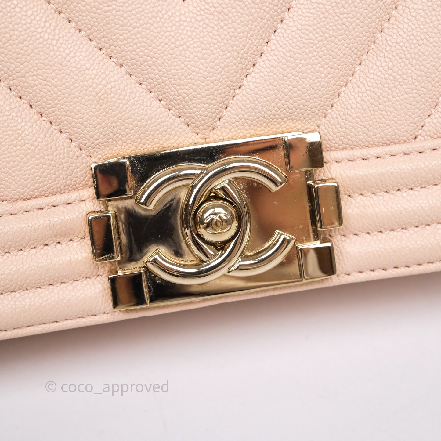 Chanel Chevron Medium Boy Light Pink Caviar Gold Hardware