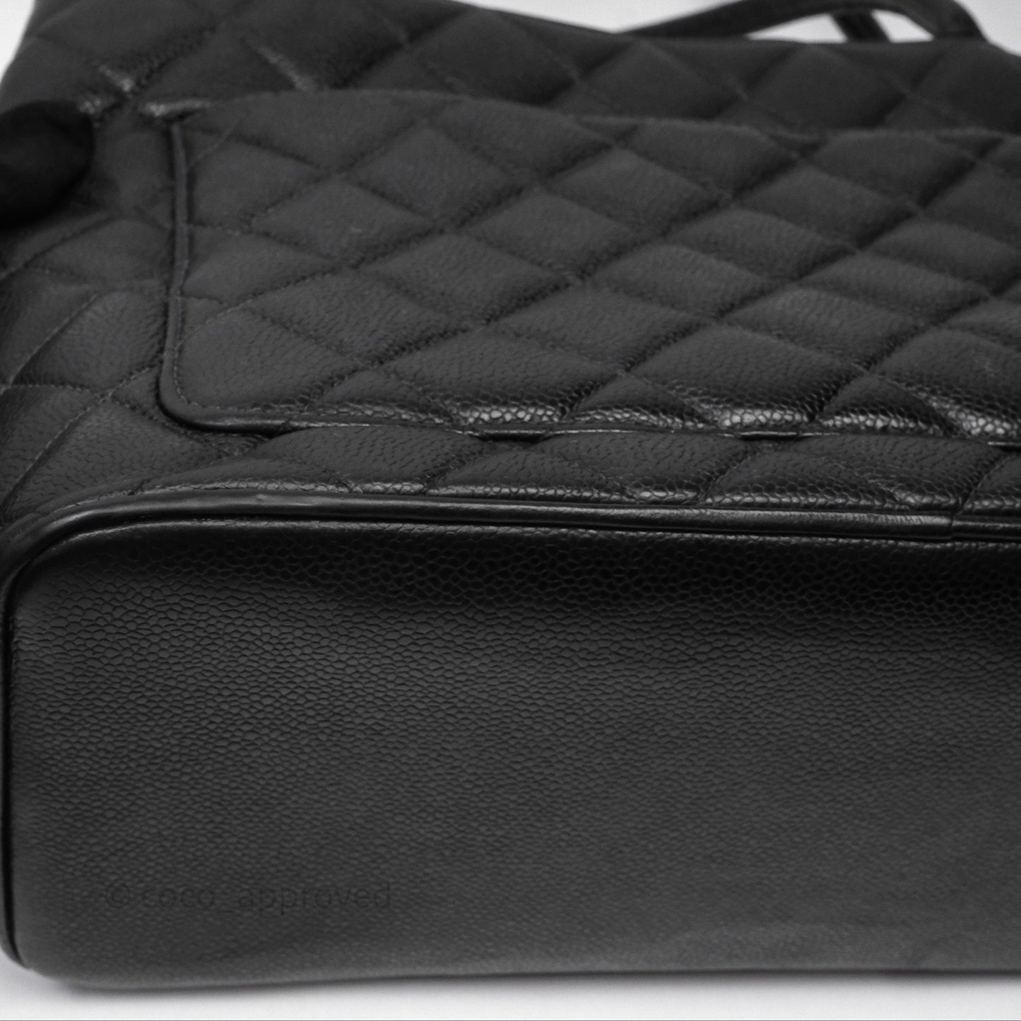 Chanel Vintage Medallion CC Black Caviar Tote Bag Gold Hardware