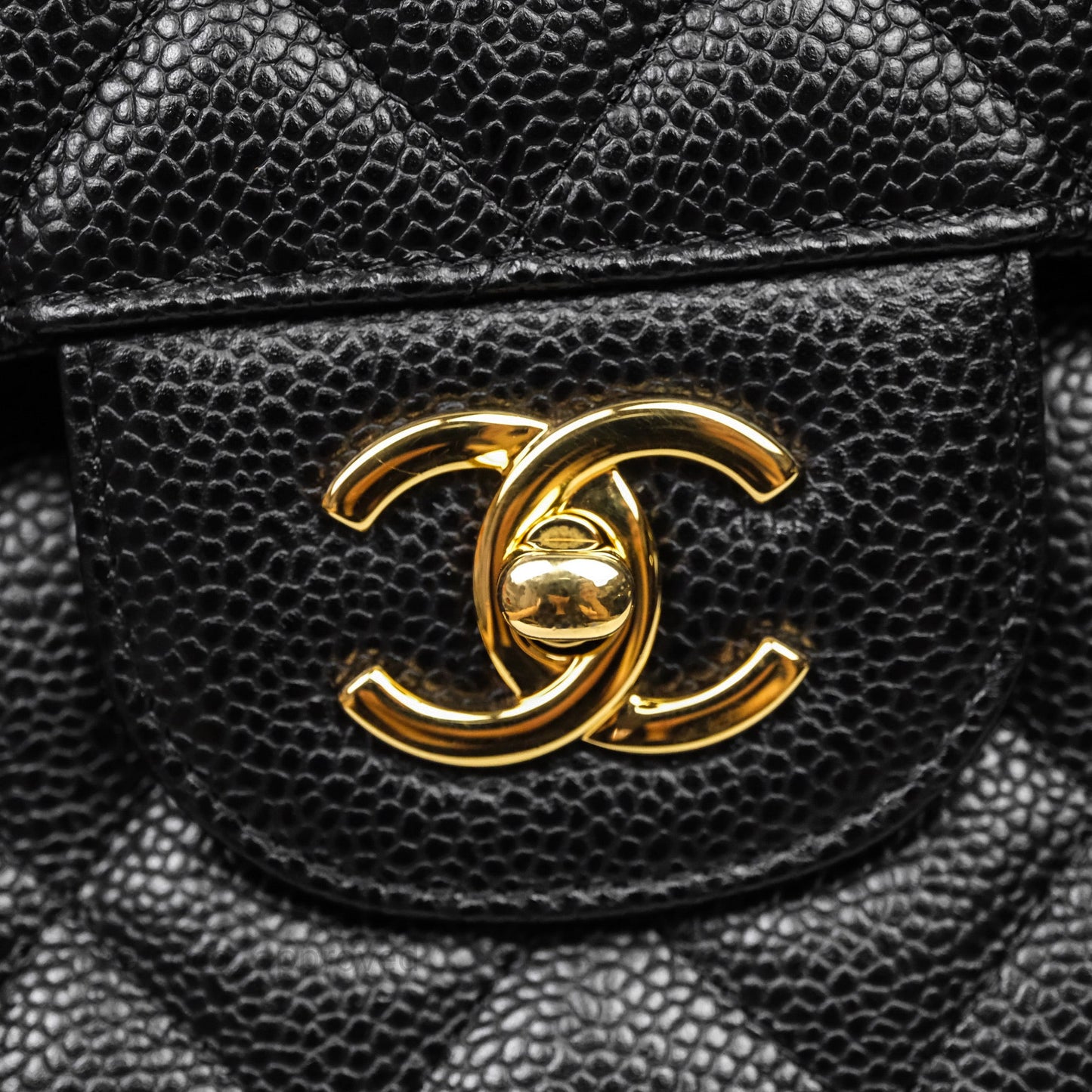Chanel Quilted Jumbo Double Flap Black Caviar Gold Hardware