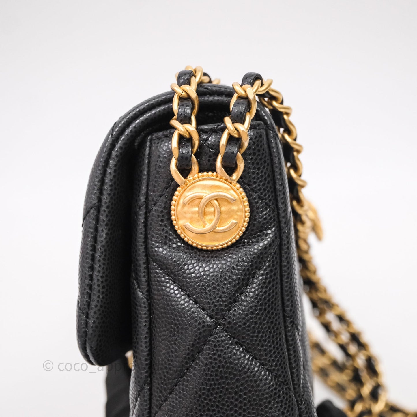 Chanel Twist Your Buttons Caviar Coin Purse Chain Black Bag Gold Hardware