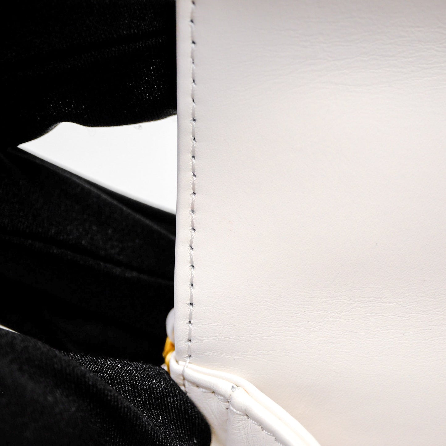 Chanel Quilted Perfect Fit Adjustable White Calfskin Aged Gold Hardware