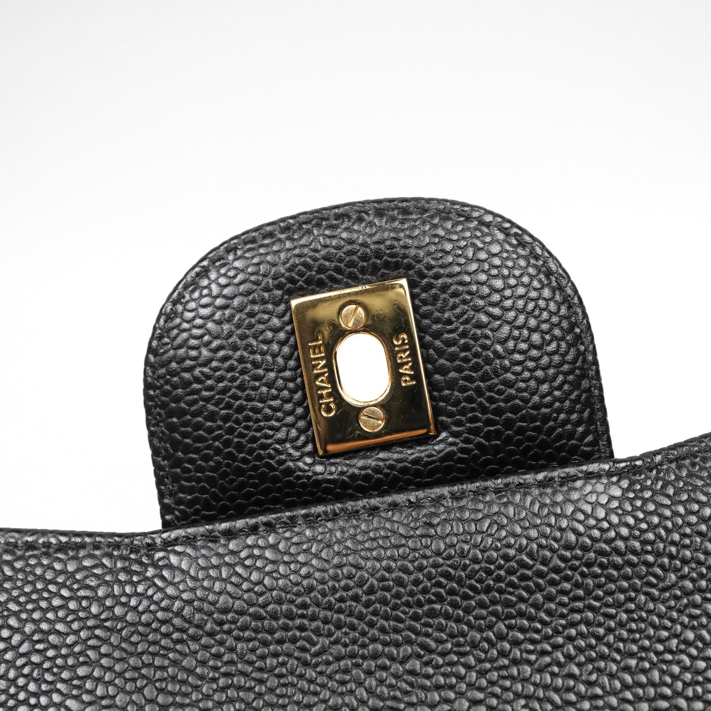 Chanel Quilted Jumbo Double Flap Black Caviar Gold Hardware