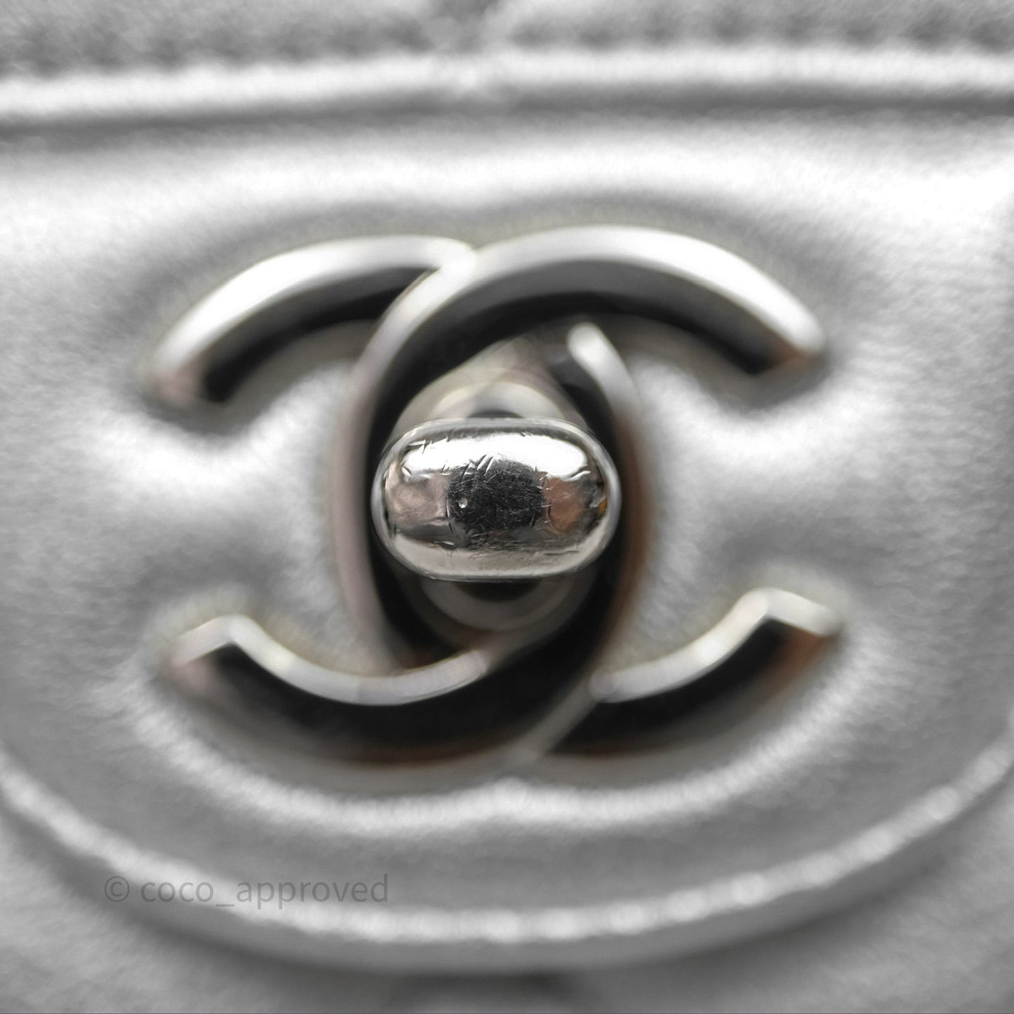 Chanel Quilted Mini Rectangular Flap Metallic Silver Lambskin Silver Hardware