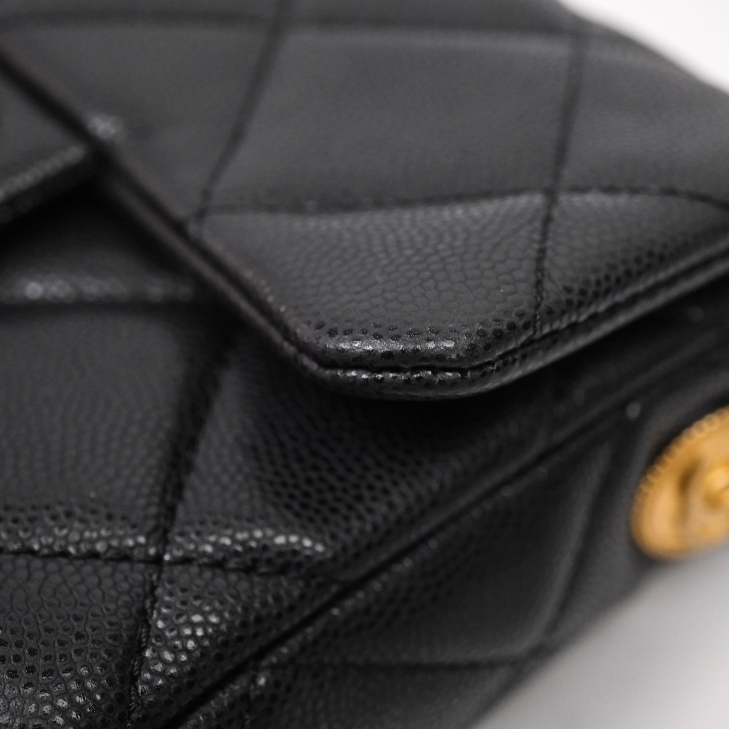 Chanel Twist Your Buttons Caviar Coin Purse Chain Black Bag Gold Hardware