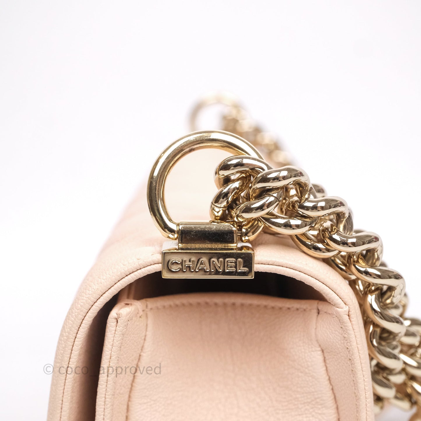 Chanel Chevron Medium Boy Light Pink Caviar Gold Hardware