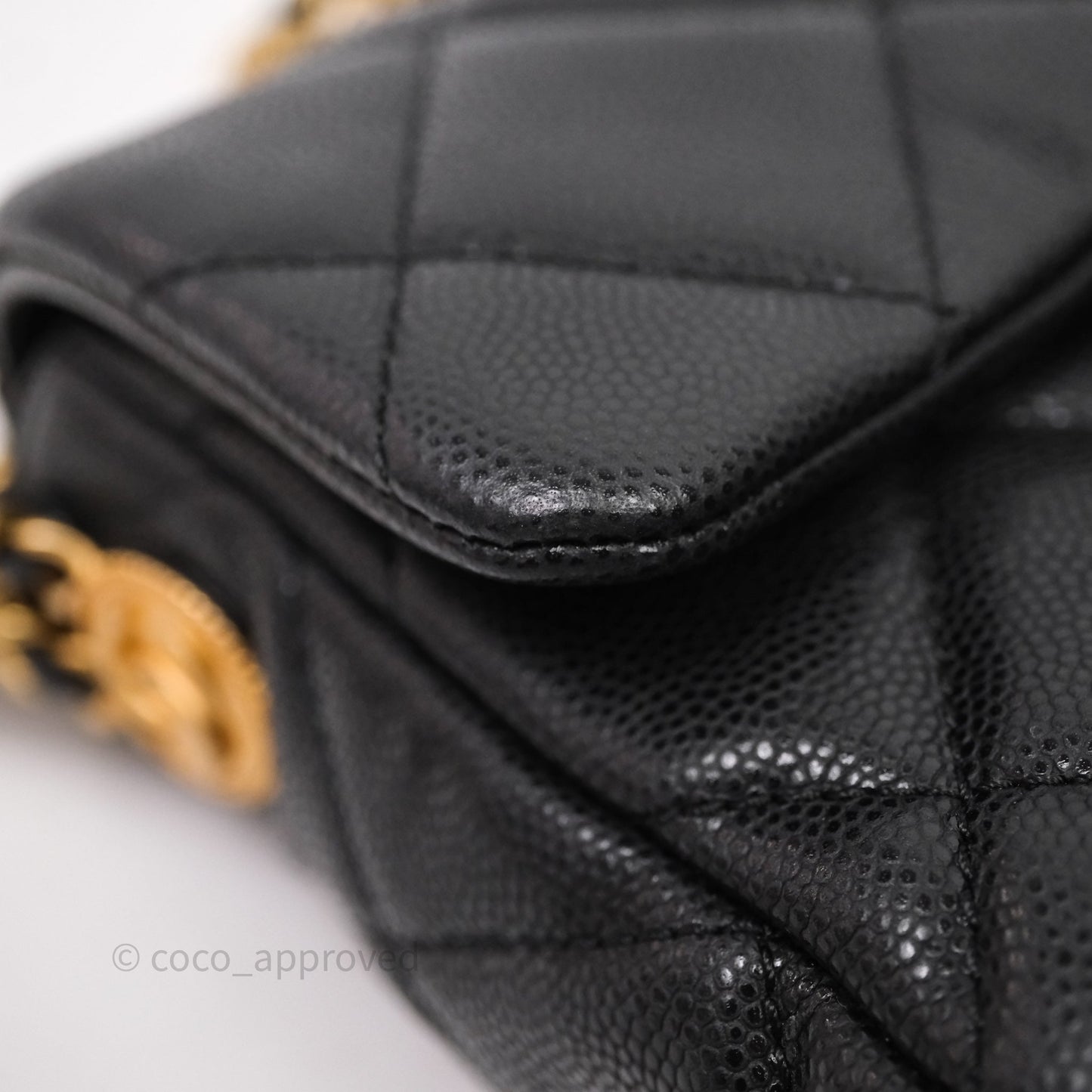 Chanel Twist Your Buttons Caviar Coin Purse Chain Black Bag Gold Hardware