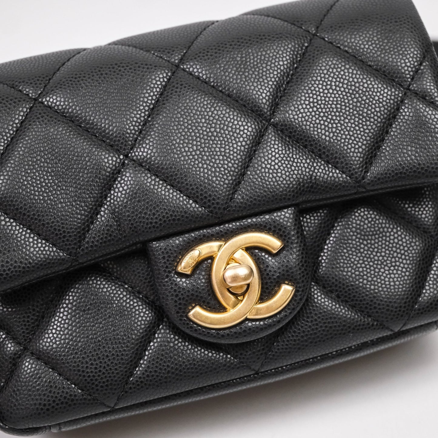 Chanel Twist Your Buttons Caviar Coin Purse Chain Black Bag Gold Hardware