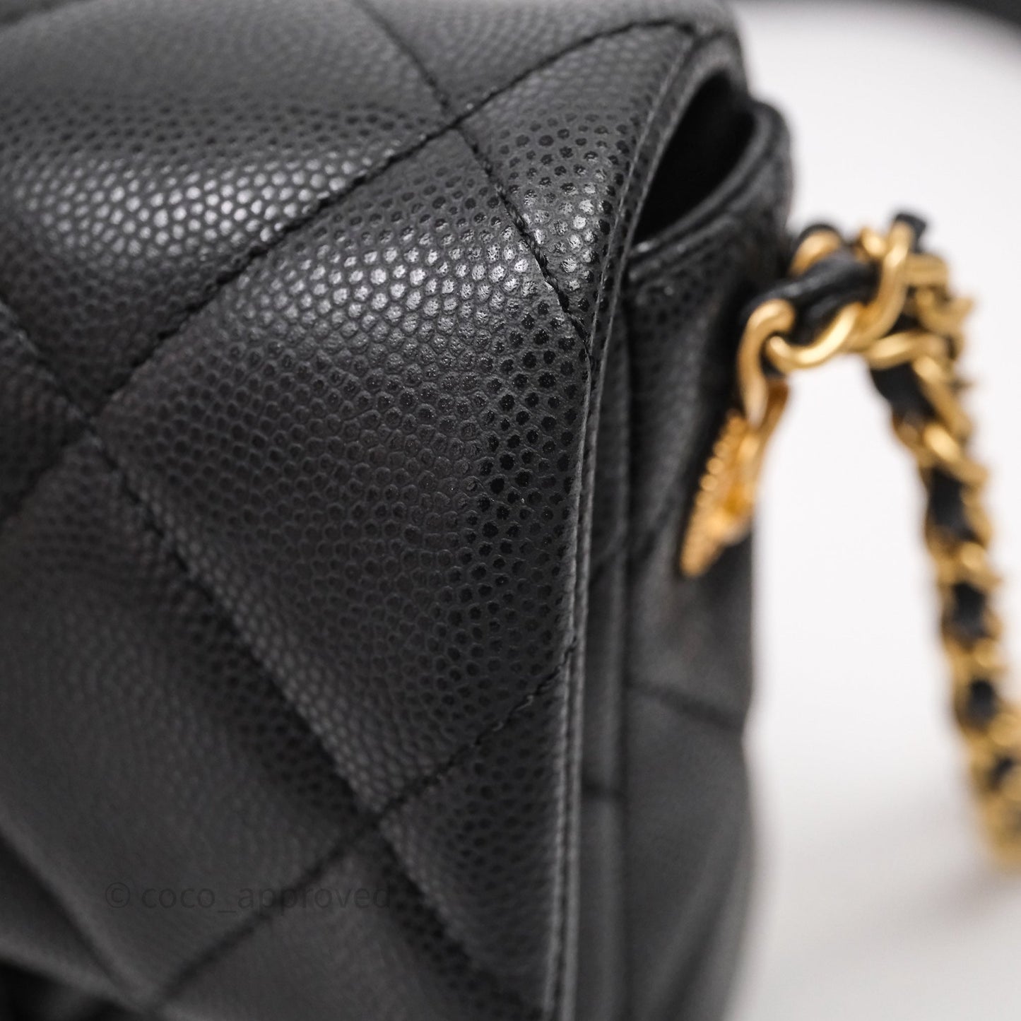 Chanel Twist Your Buttons Caviar Coin Purse Chain Black Bag Gold Hardware
