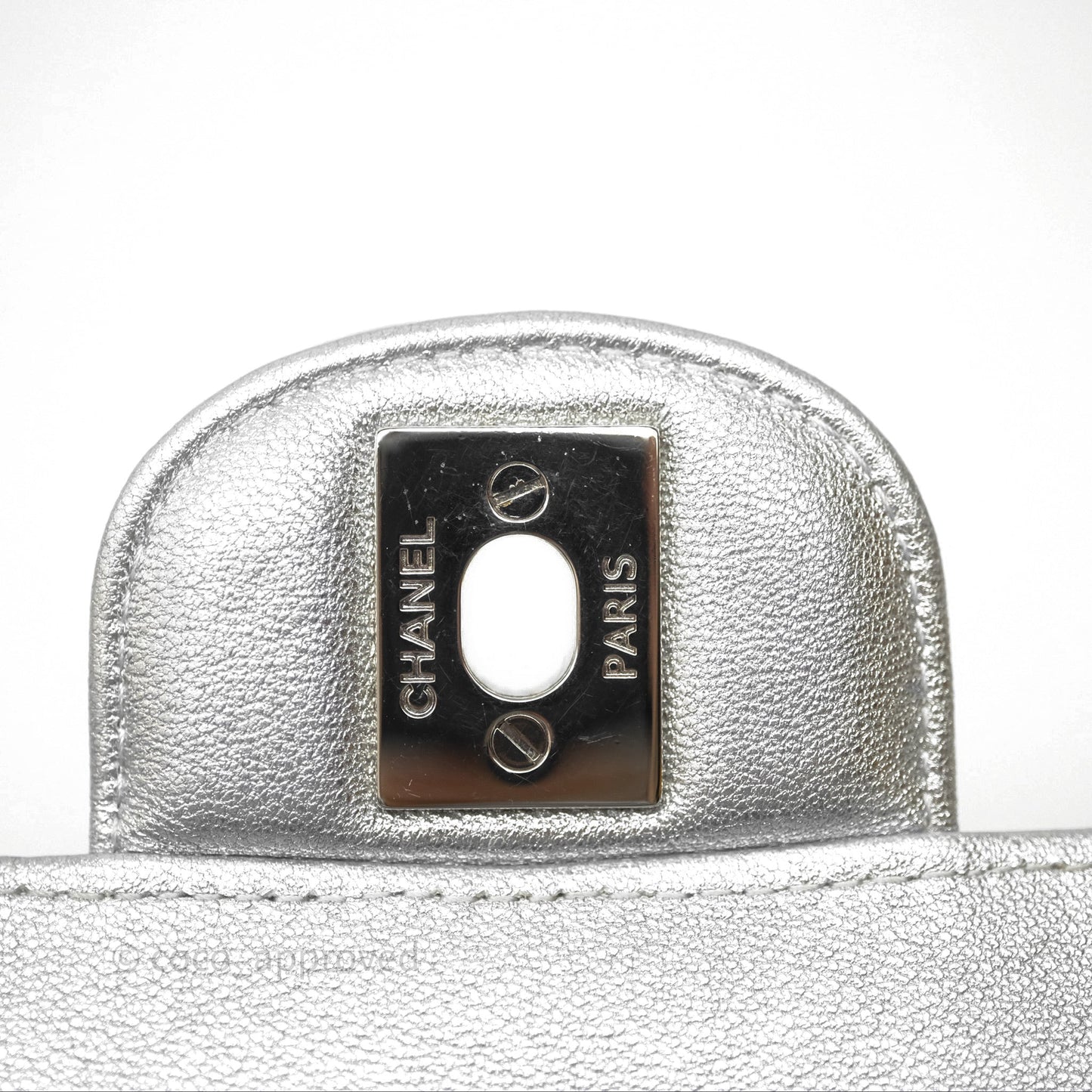 Chanel Quilted Mini Rectangular Flap Metallic Silver Lambskin Silver Hardware