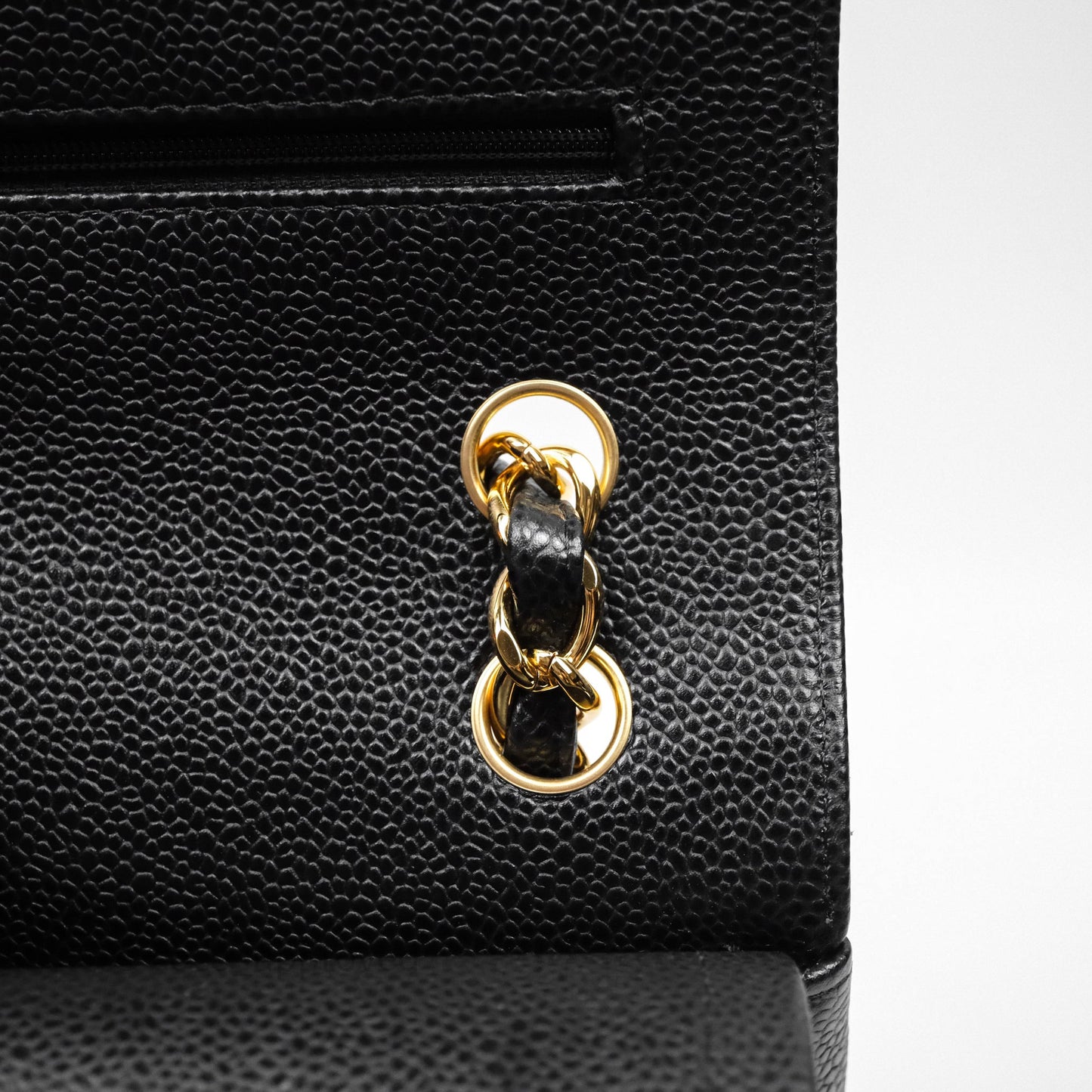 Chanel Quilted Jumbo Double Flap Black Caviar Gold Hardware