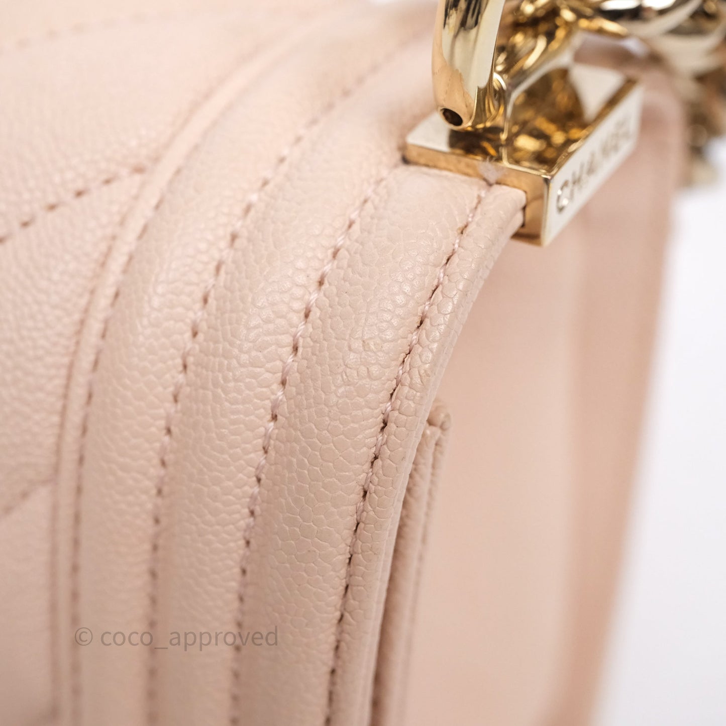 Chanel Chevron Medium Boy Light Pink Caviar Gold Hardware
