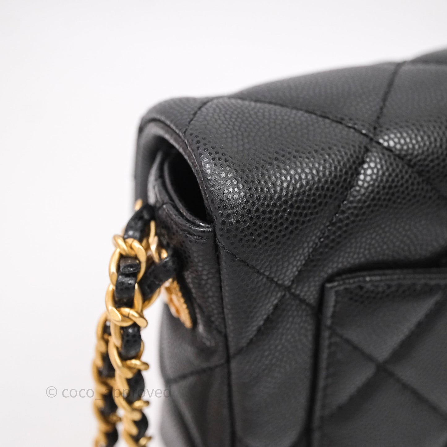 Chanel Twist Your Buttons Caviar Coin Purse Chain Black Bag Gold Hardware