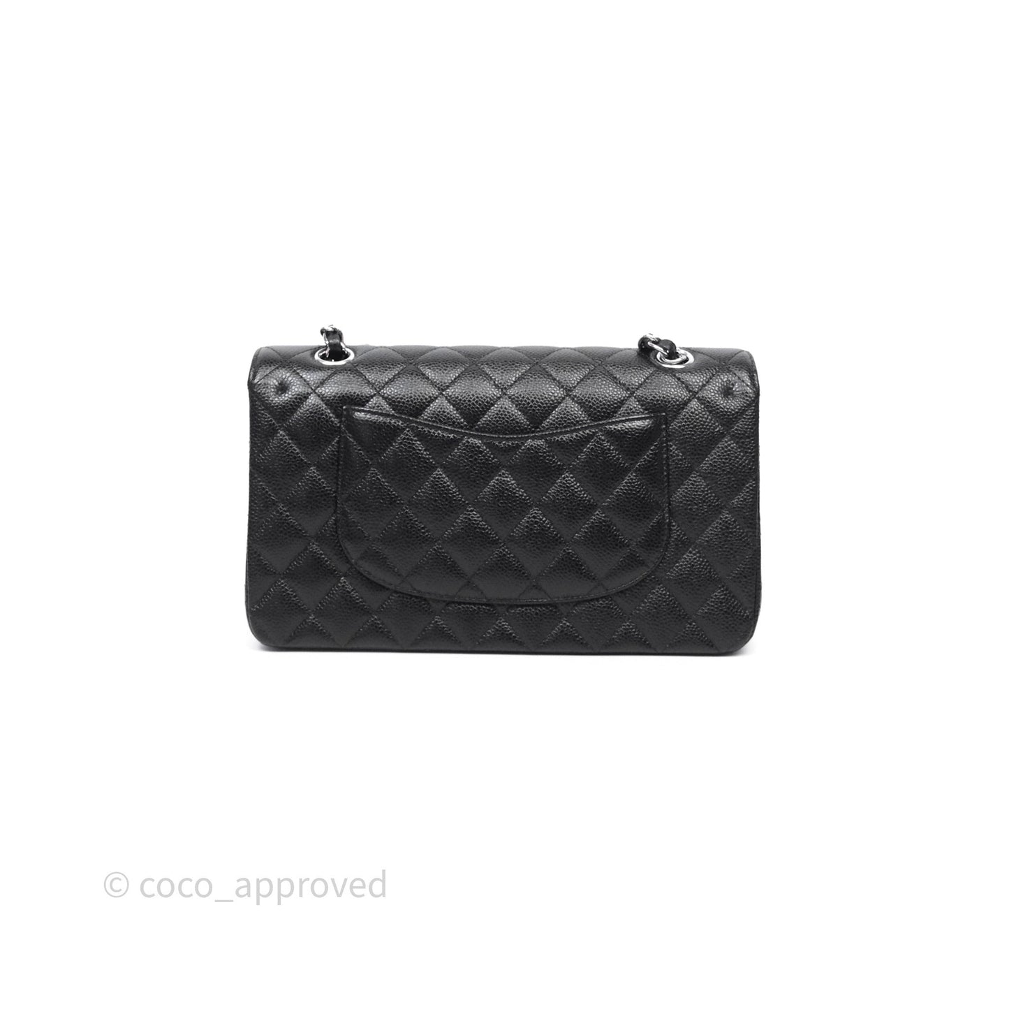 Chanel Classic M/L Medium Flap Quilted Black Caviar Silver Hardware