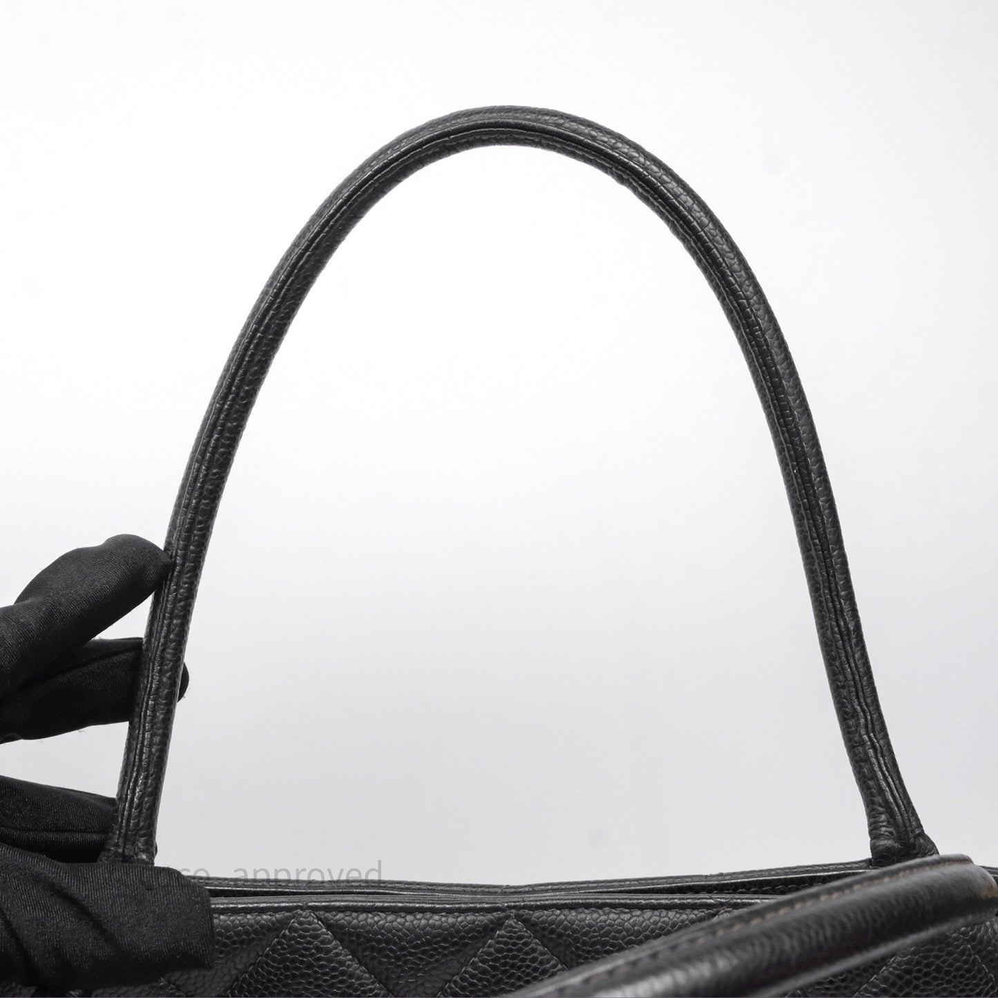 Chanel Vintage Medallion CC Black Caviar Tote Bag Gold Hardware