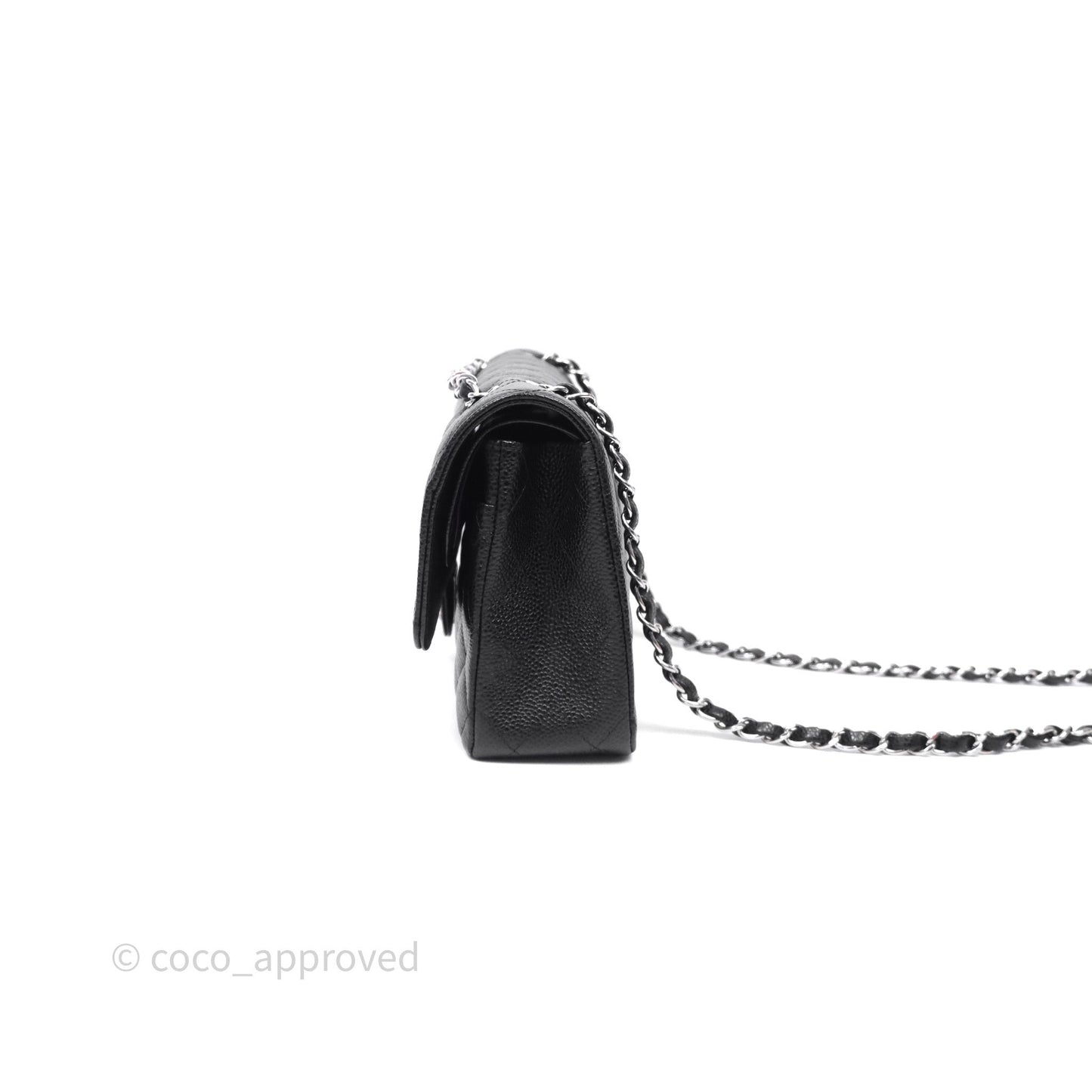 Chanel Classic M/L Medium Flap Quilted Black Caviar Silver Hardware