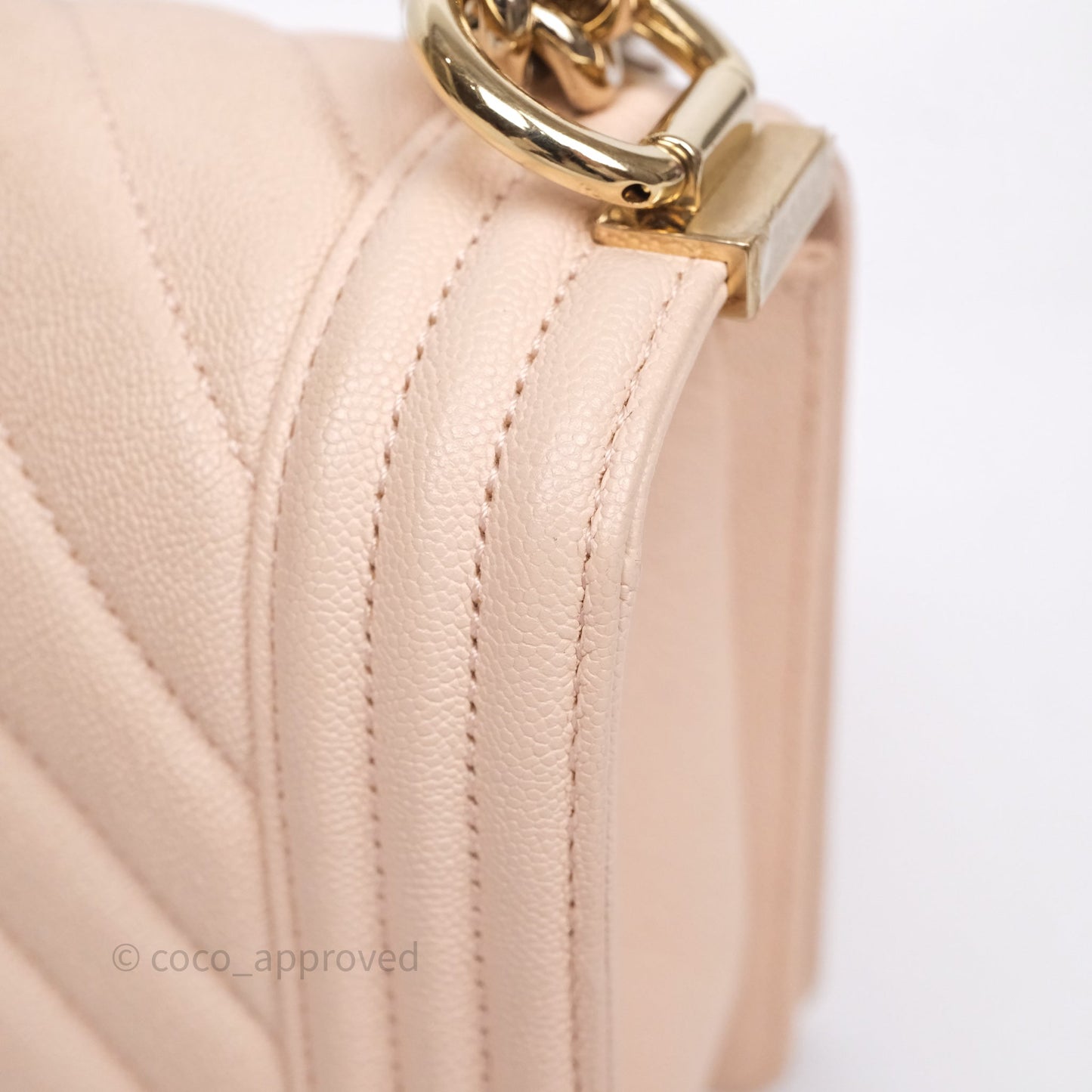 Chanel Chevron Medium Boy Light Pink Caviar Gold Hardware