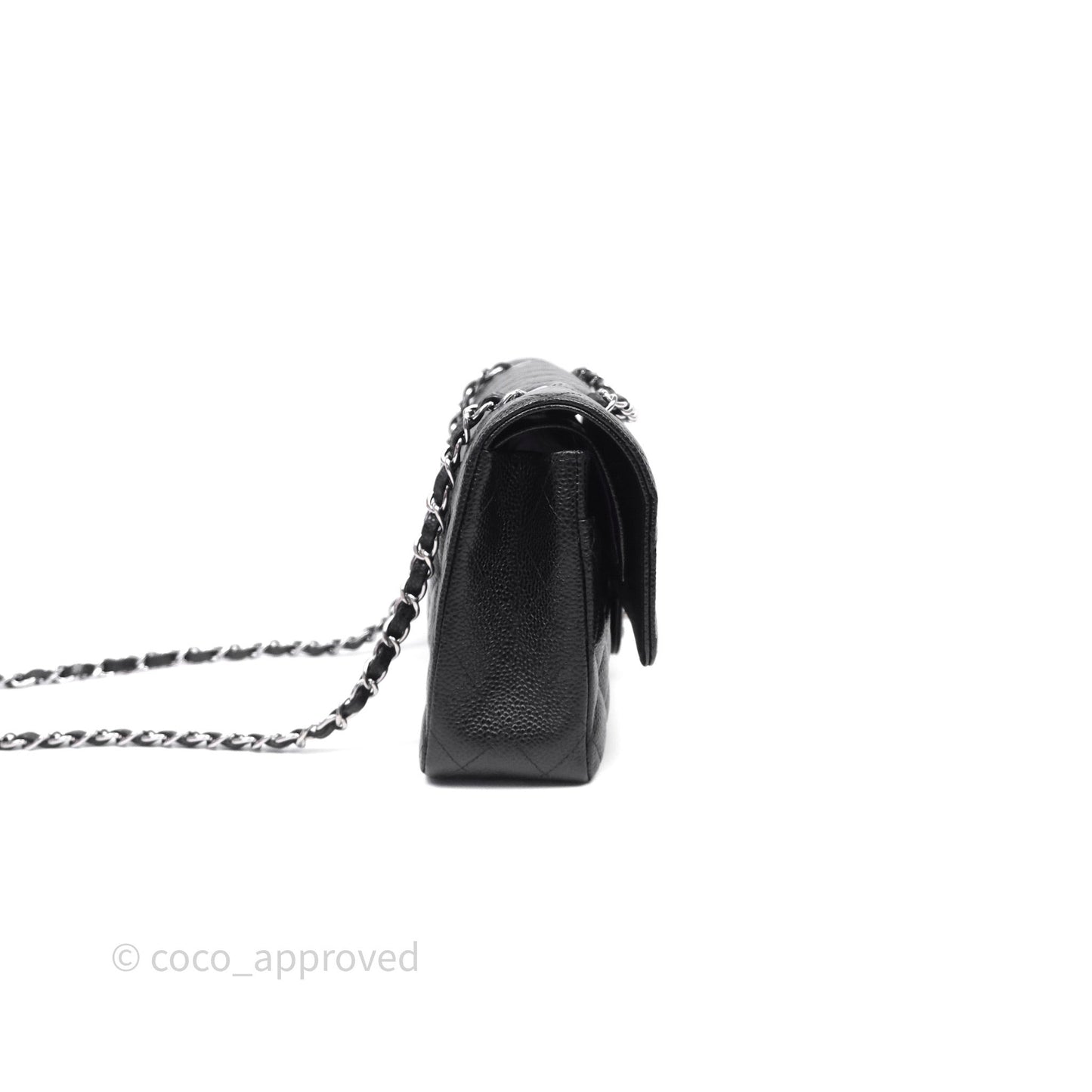 Chanel Classic M/L Medium Flap Quilted Black Caviar Silver Hardware
