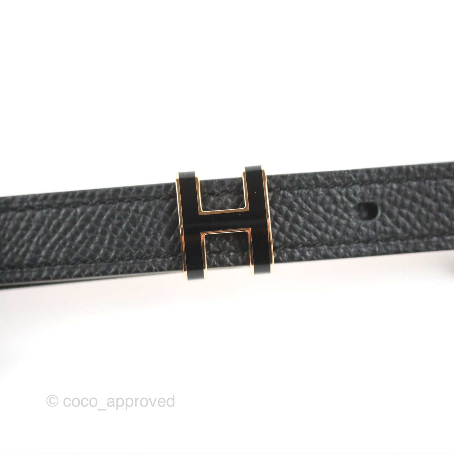 Hermes Pop H 15 Belt Epsom Black Rose Gold Hardware Size 90