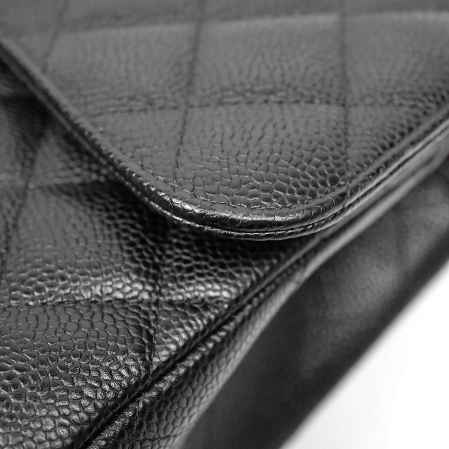 Chanel Quilted Jumbo Double Flap Black Caviar Gold Hardware