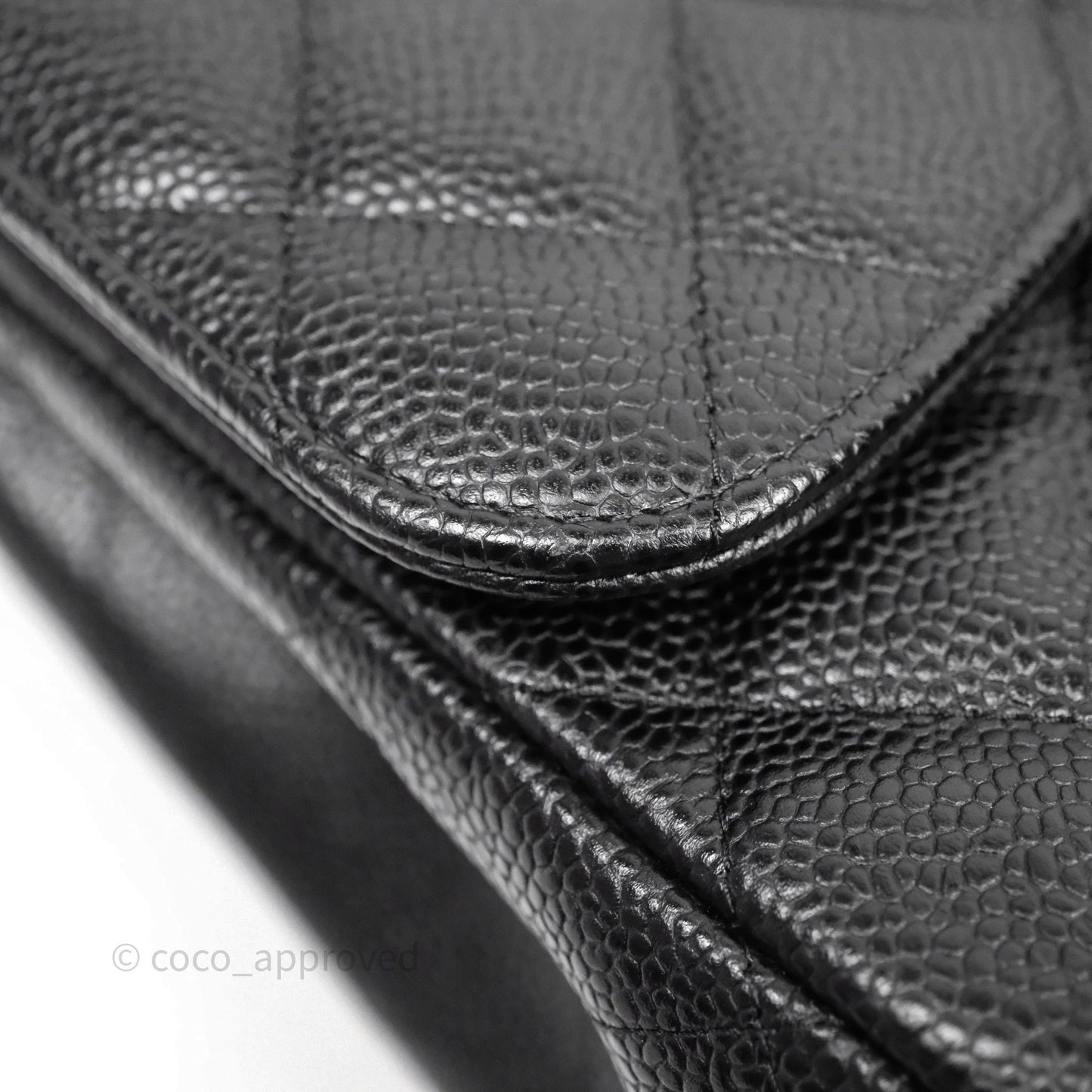 Chanel Quilted Jumbo Double Flap Black Caviar Gold Hardware