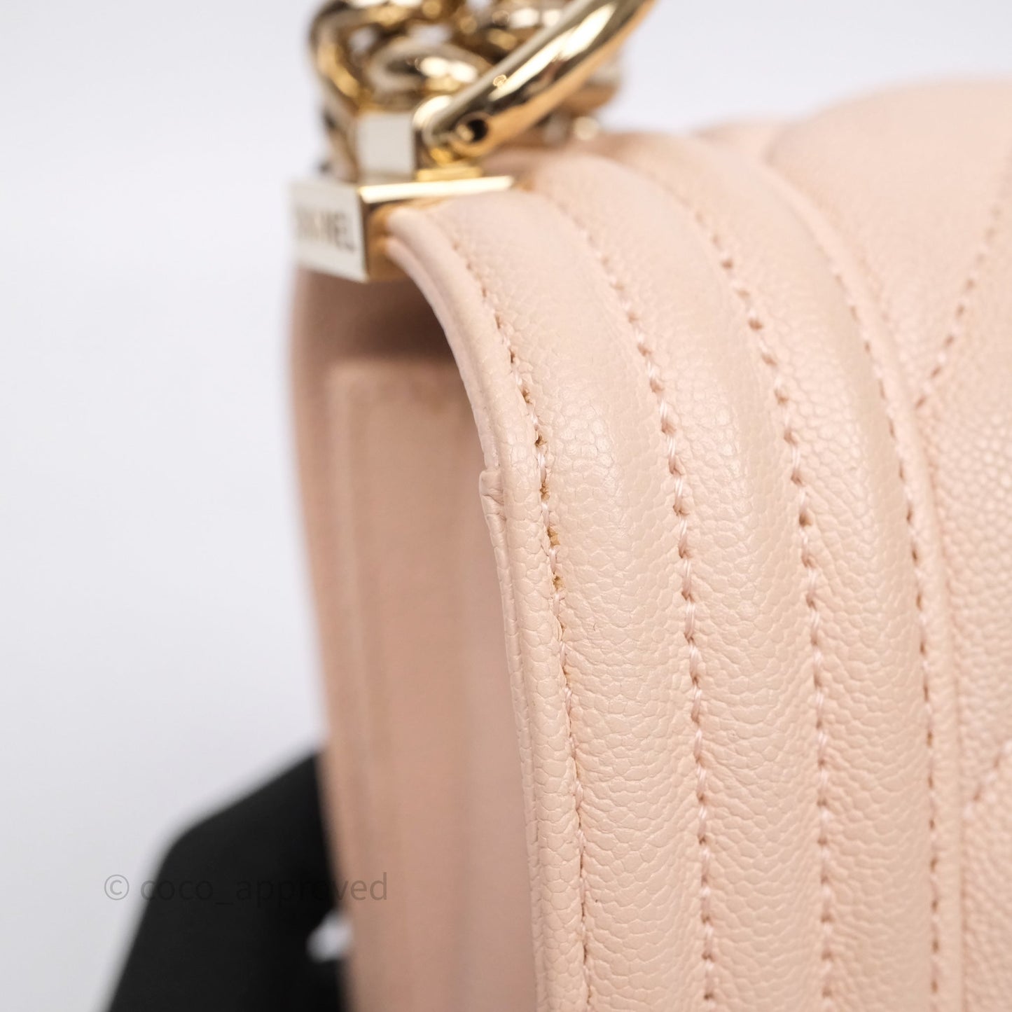 Chanel Chevron Medium Boy Light Pink Caviar Gold Hardware