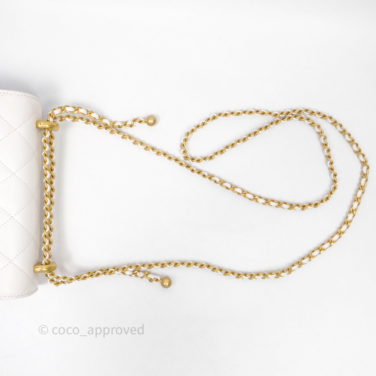 Chanel Quilted Perfect Fit Adjustable White Calfskin Aged Gold Hardware