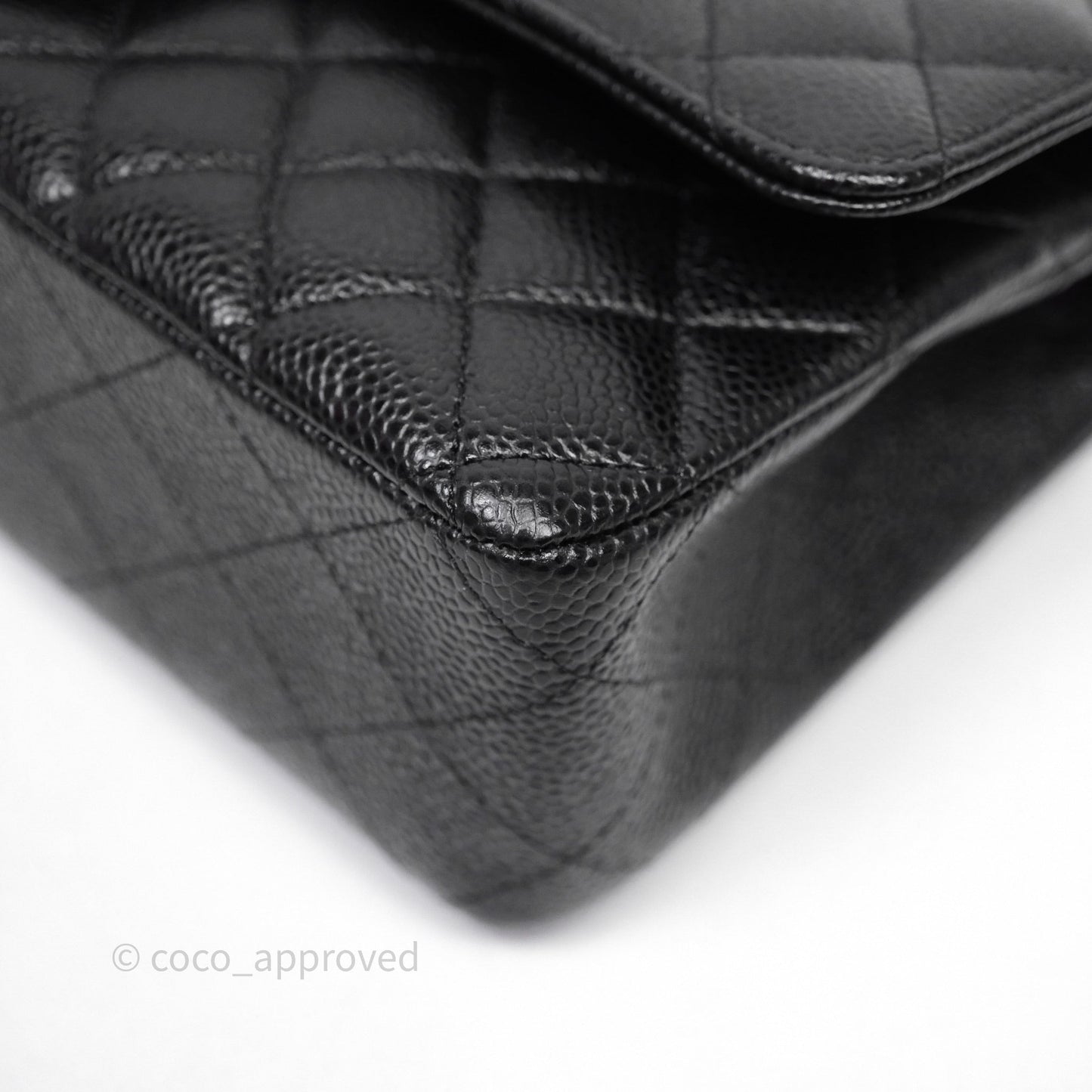 Chanel Classic M/L Medium Flap Quilted Black Caviar Silver Hardware