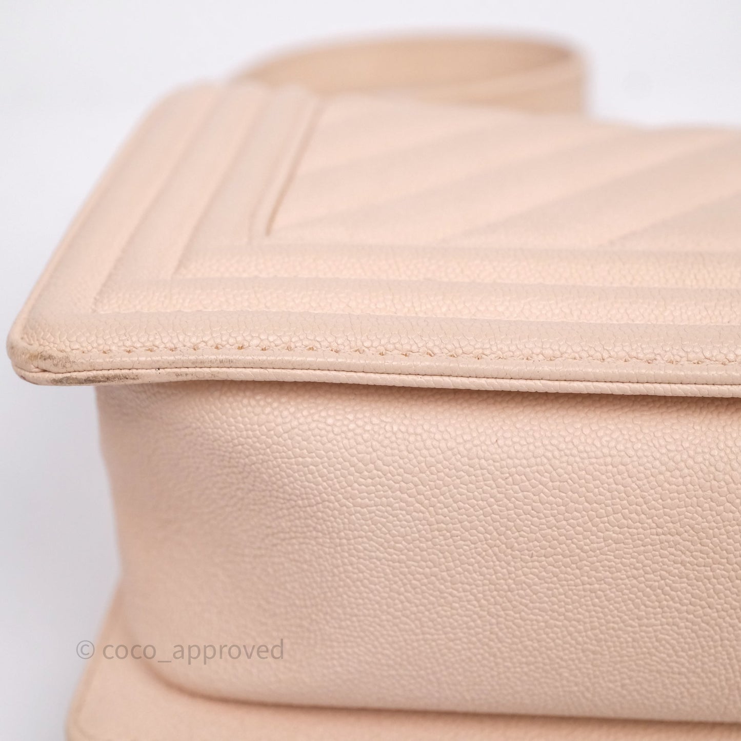 Chanel Chevron Medium Boy Light Pink Caviar Gold Hardware