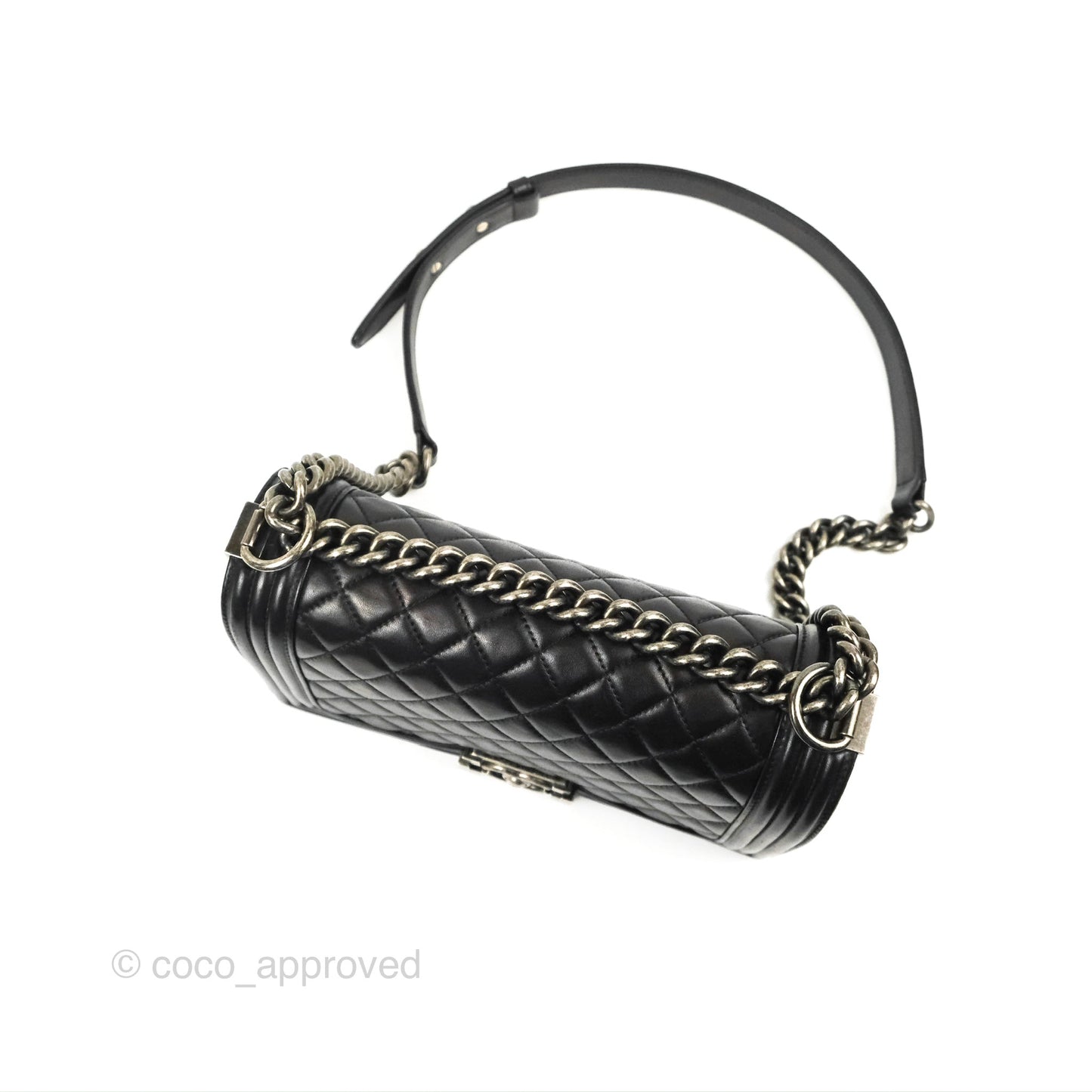 Chanel Quilted Medium Boy Black Lambskin Ruthenium Hardware