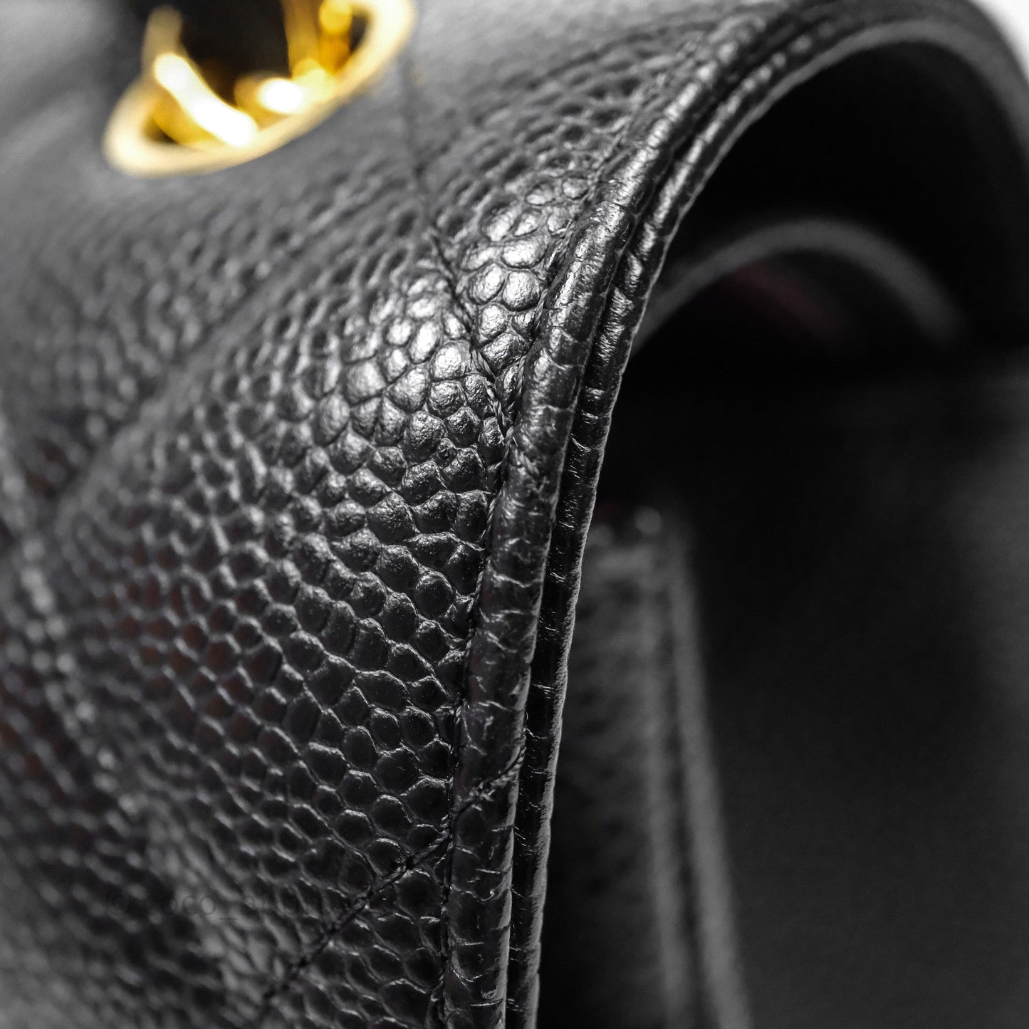 Chanel Quilted Jumbo Double Flap Black Caviar Gold Hardware
