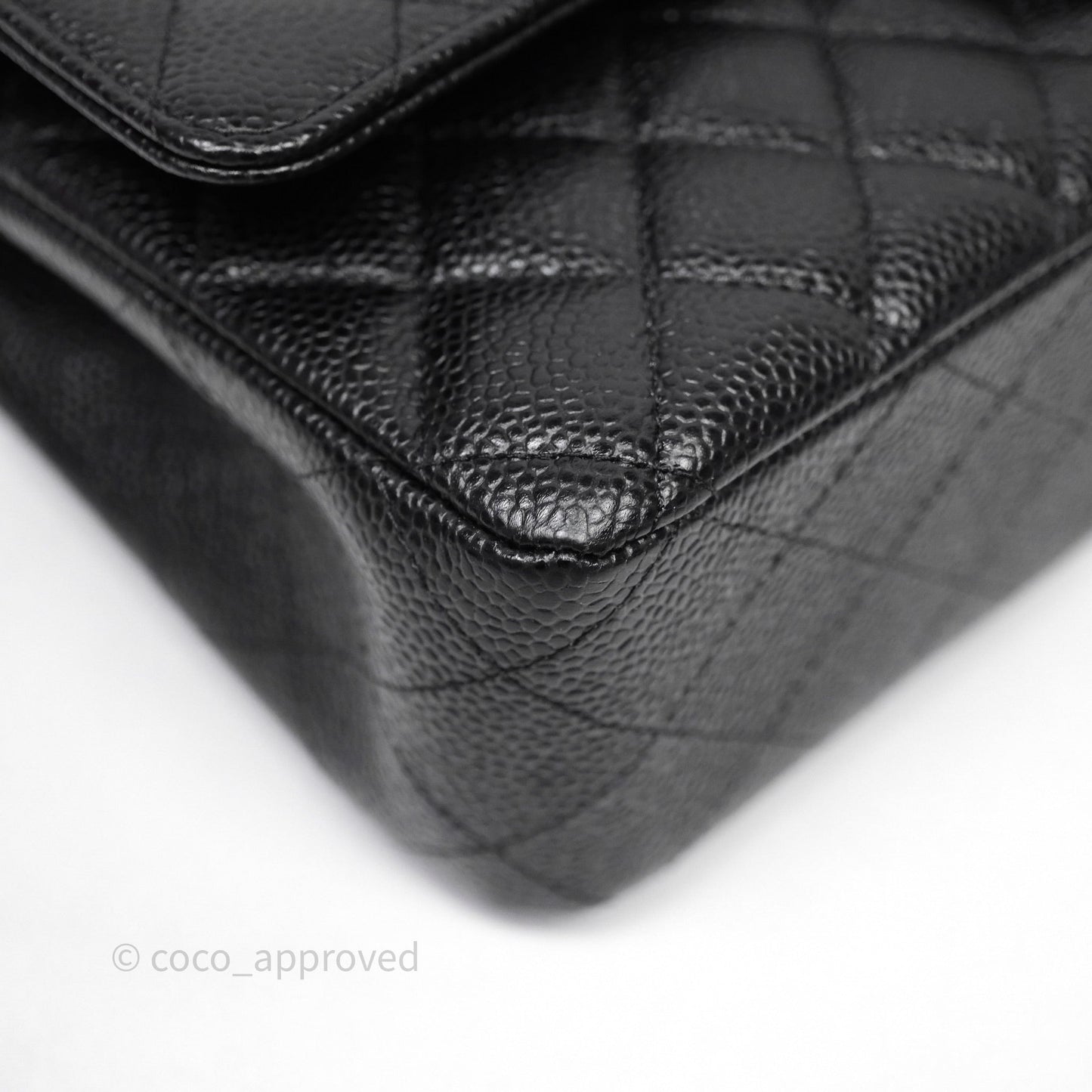 Chanel Classic M/L Medium Flap Quilted Black Caviar Silver Hardware