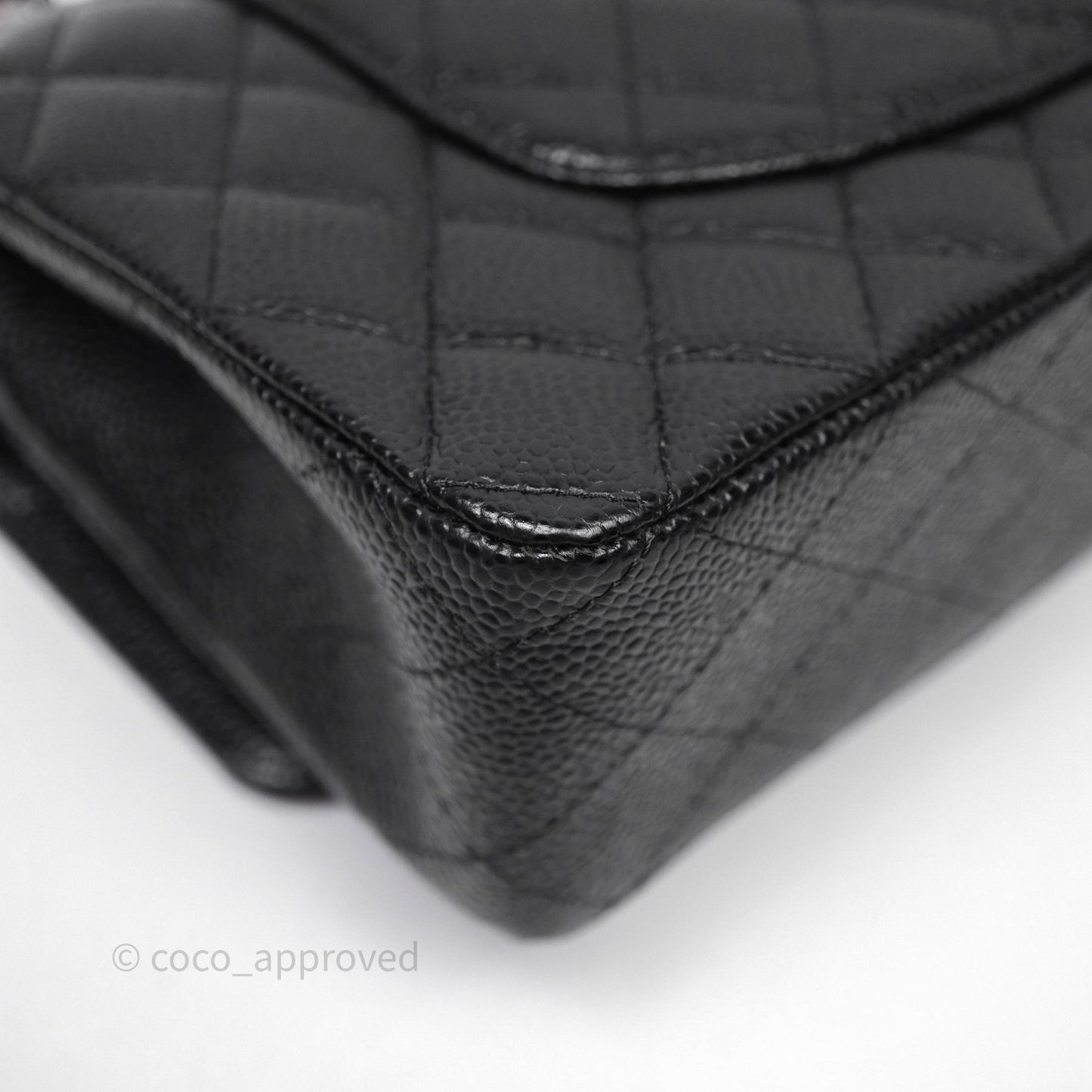 Chanel Classic M/L Medium Flap Quilted Black Caviar Silver Hardware