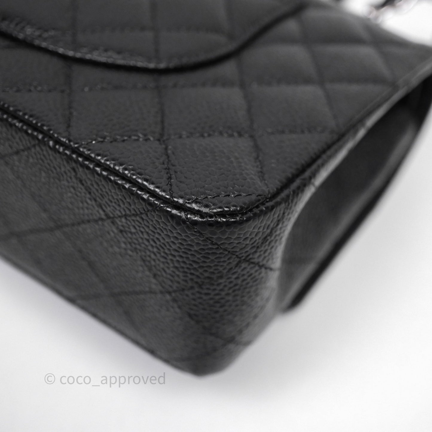 Chanel Classic M/L Medium Flap Quilted Black Caviar Silver Hardware