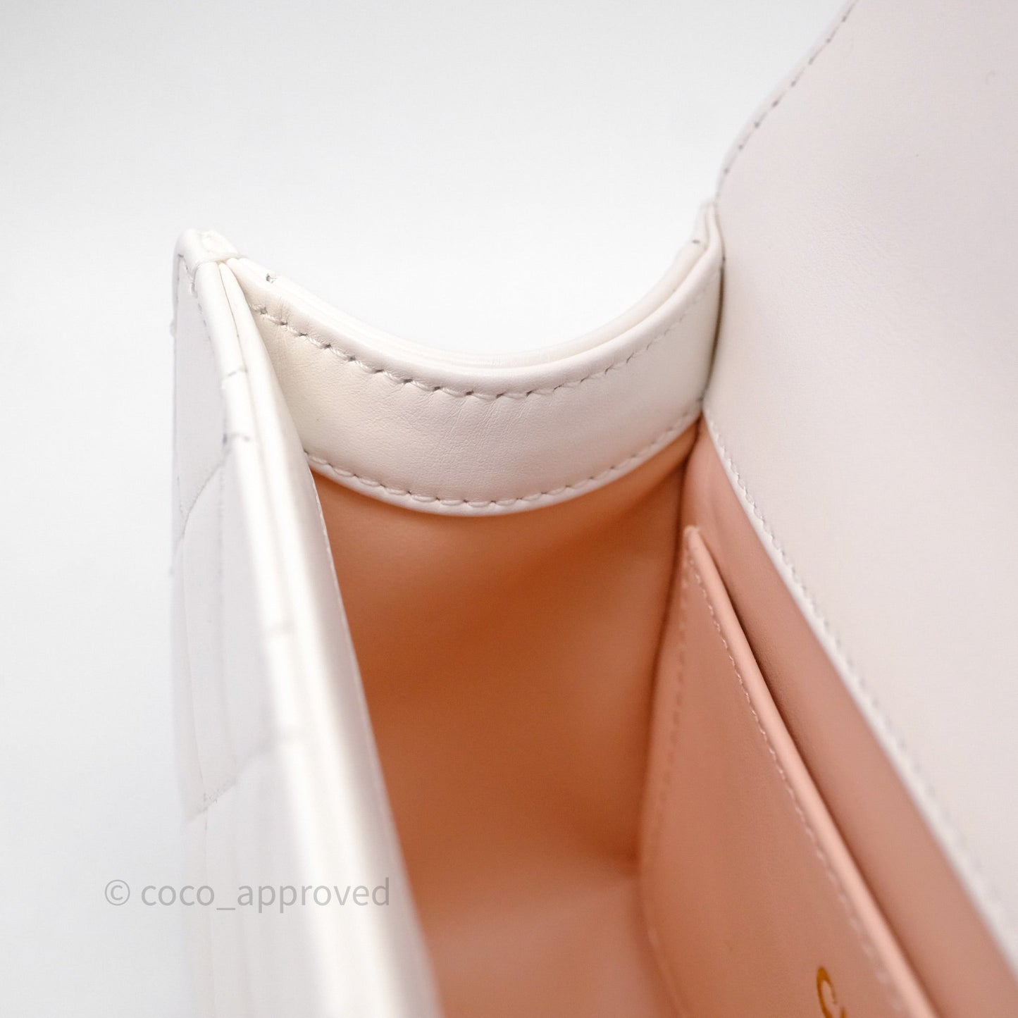 Chanel Quilted Perfect Fit Adjustable White Calfskin Aged Gold Hardware