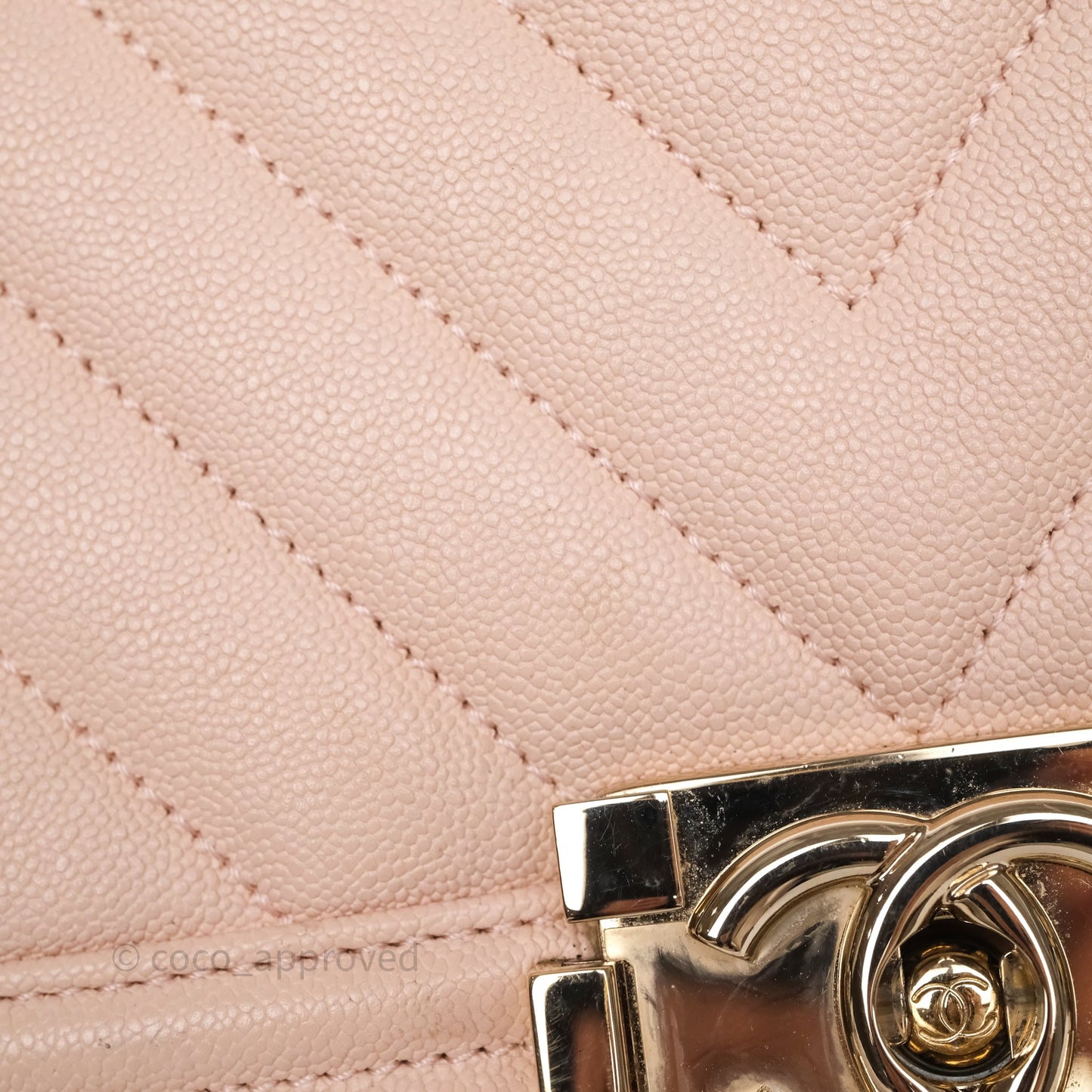 Chanel Chevron Medium Boy Light Pink Caviar Gold Hardware