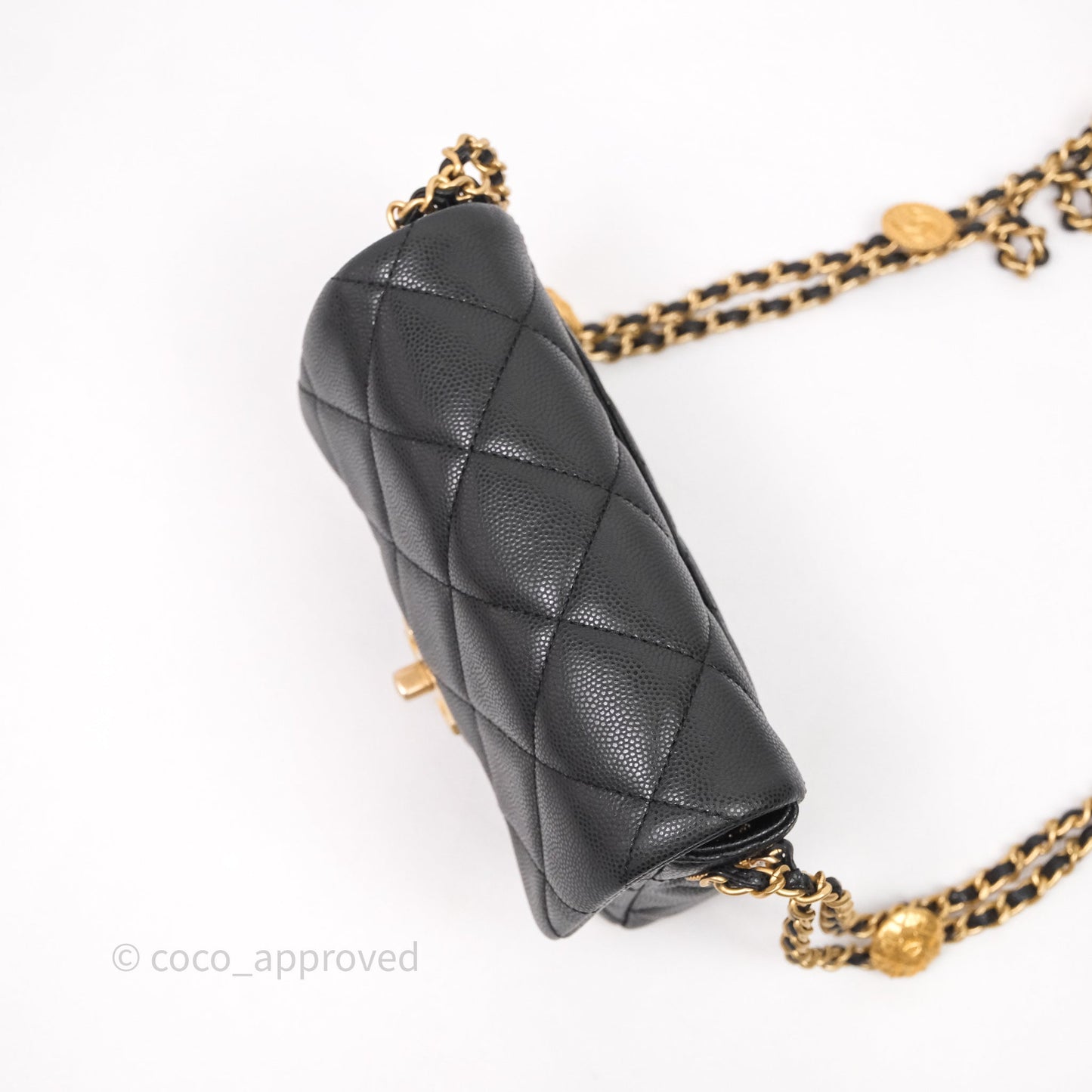 Chanel Twist Your Buttons Caviar Coin Purse Chain Black Bag Gold Hardware