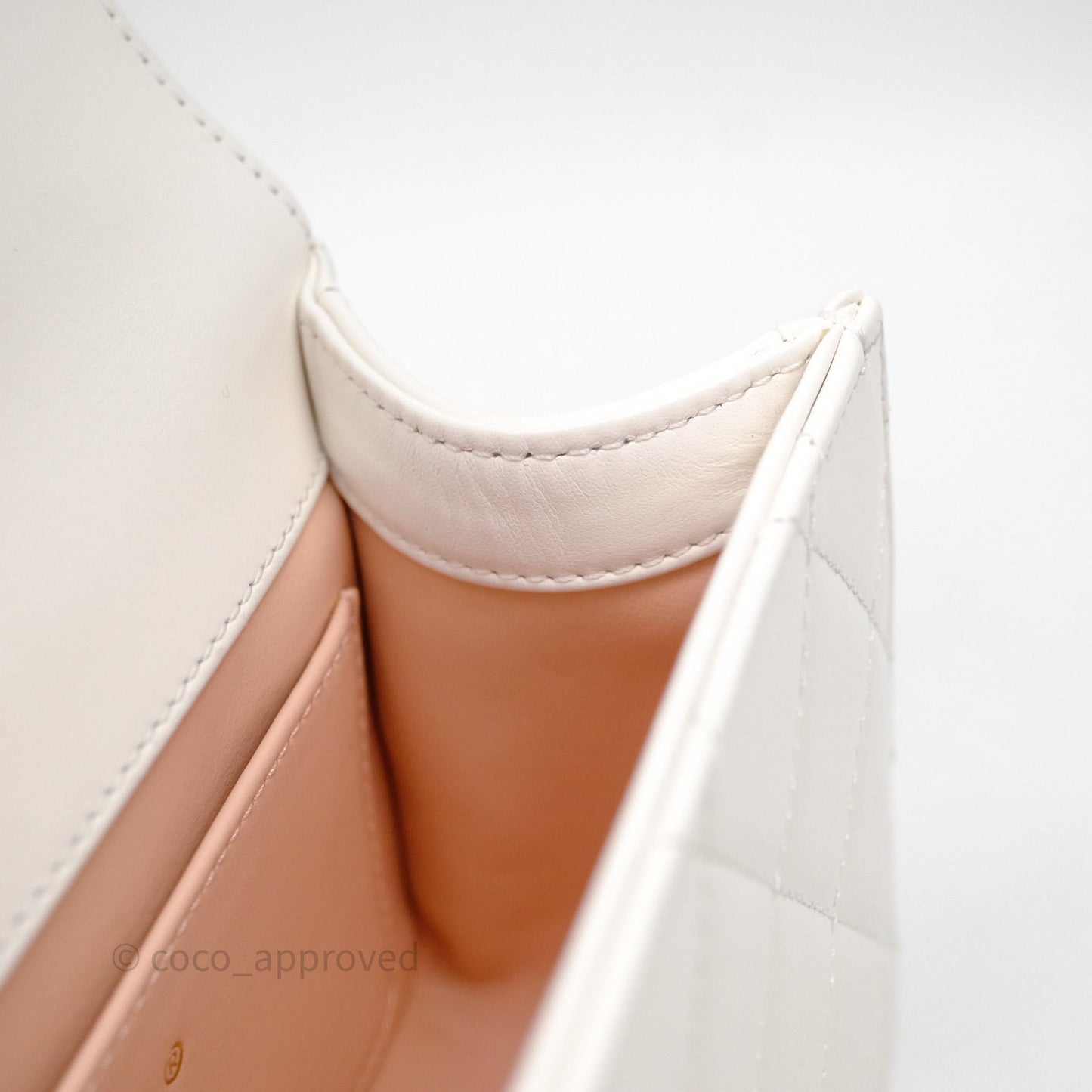 Chanel Quilted Perfect Fit Adjustable White Calfskin Aged Gold Hardware