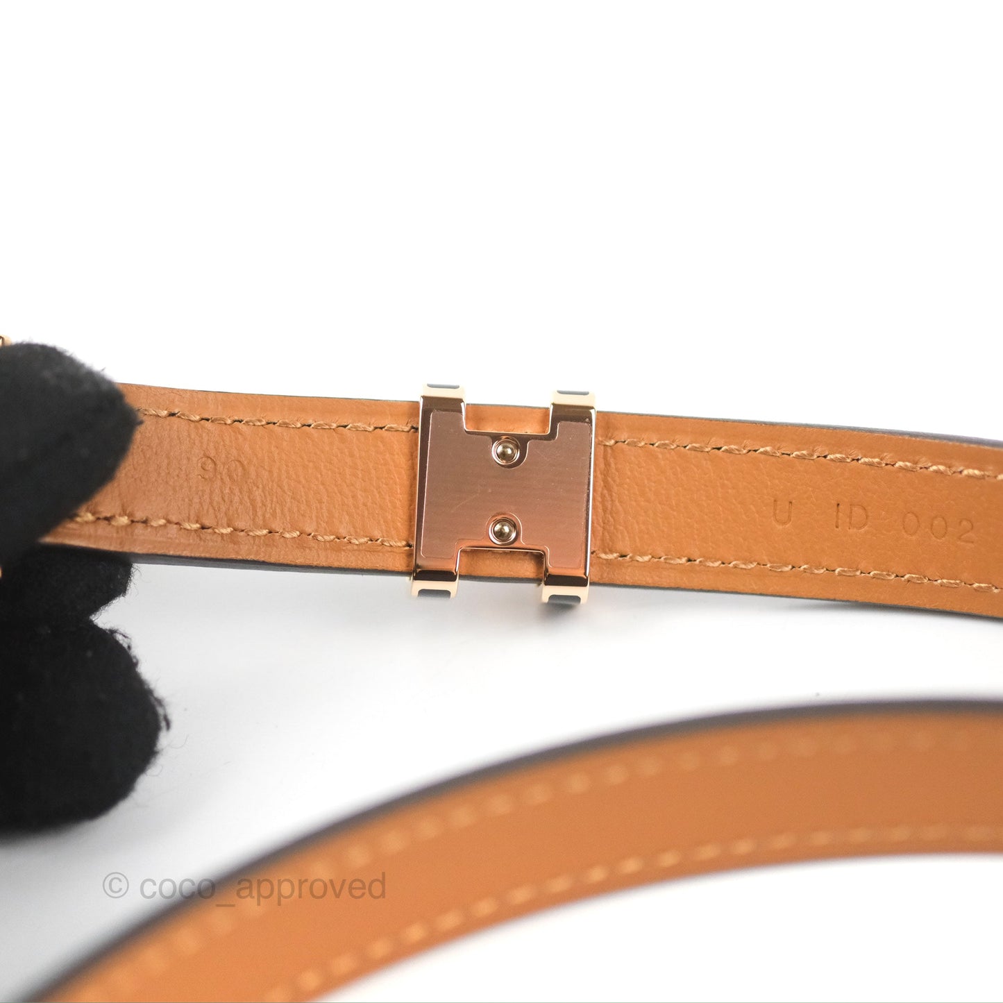 Hermes Pop H 15 Belt Epsom Black Rose Gold Hardware Size 90