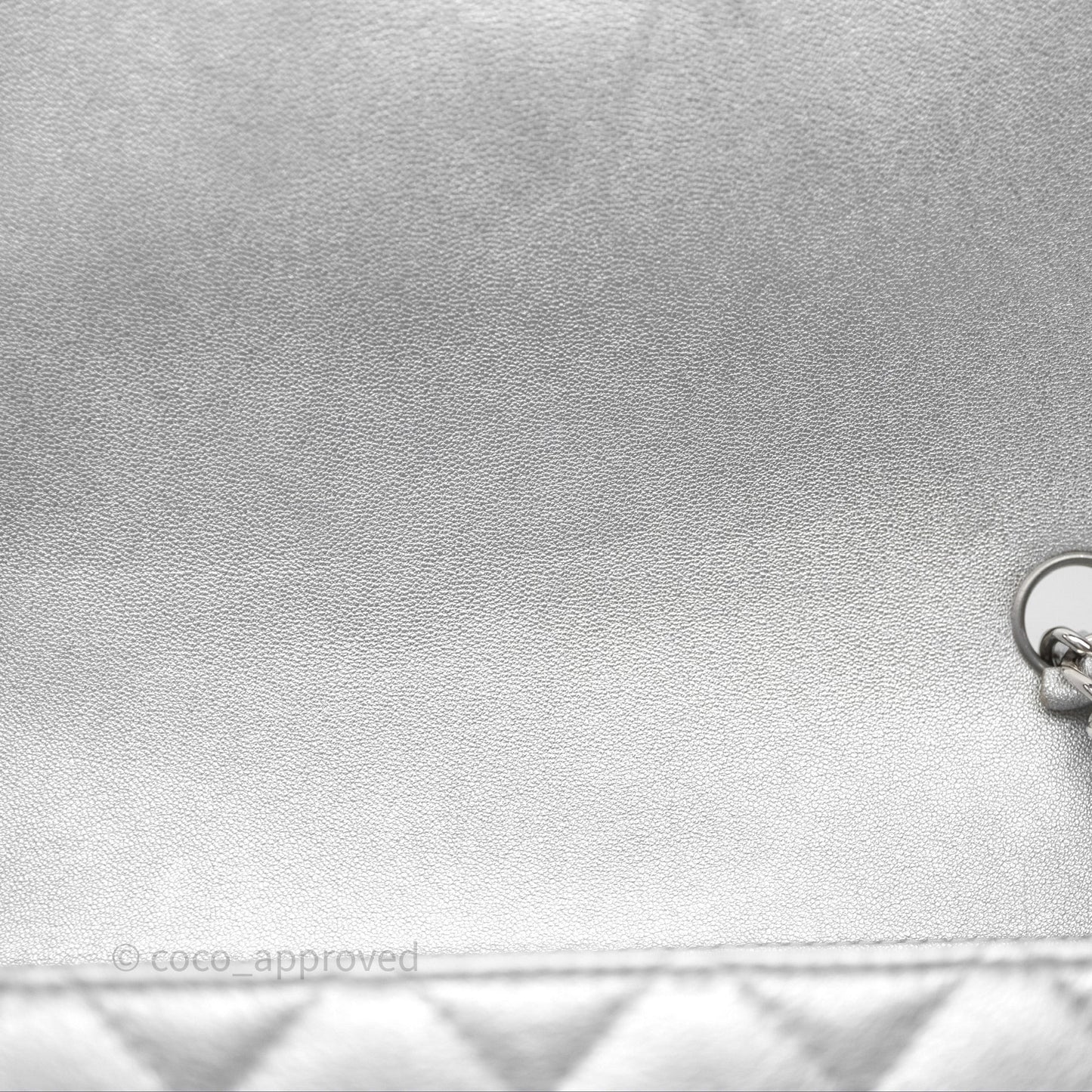 Chanel Quilted Mini Rectangular Flap Metallic Silver Lambskin Silver Hardware