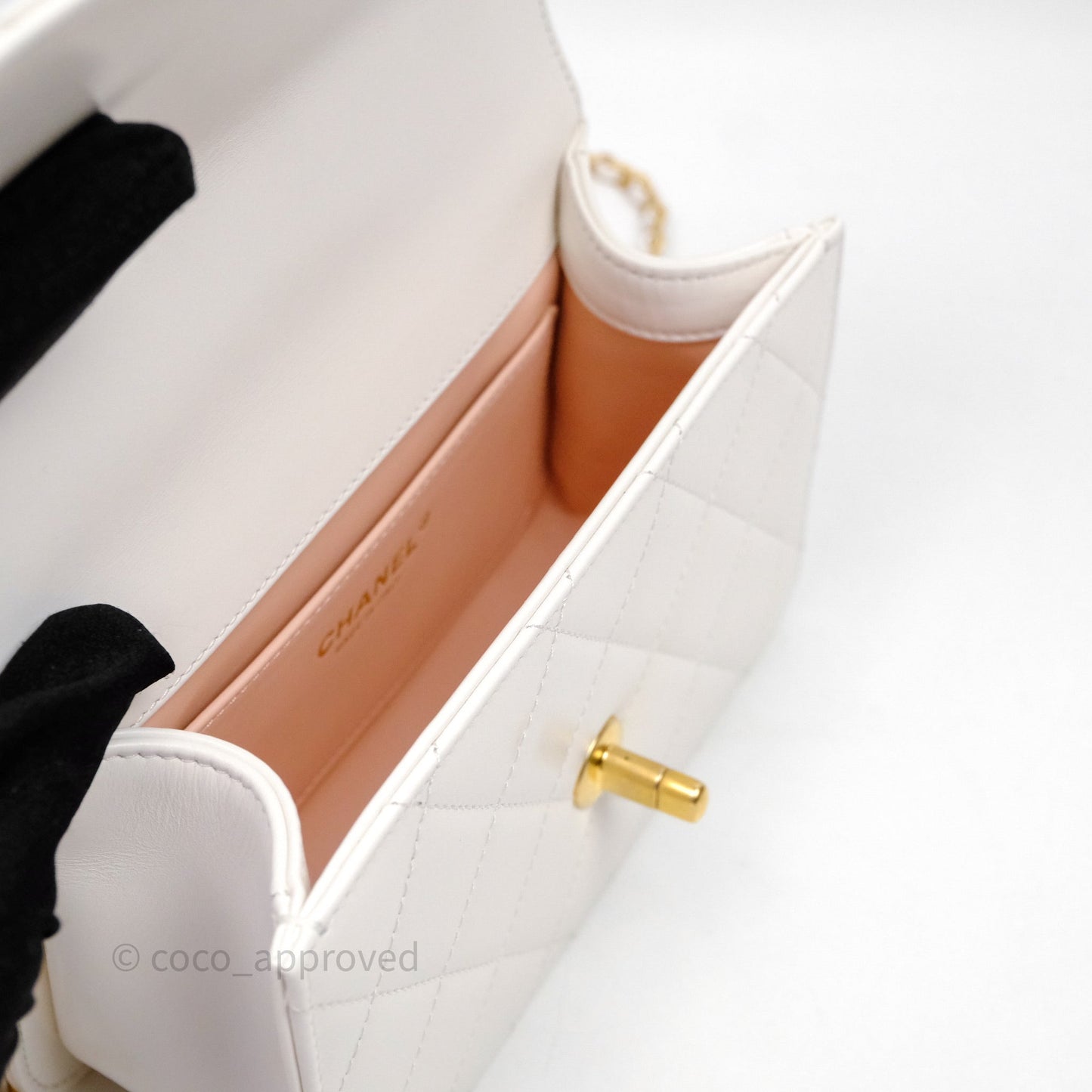 Chanel Quilted Perfect Fit Adjustable White Calfskin Aged Gold Hardware