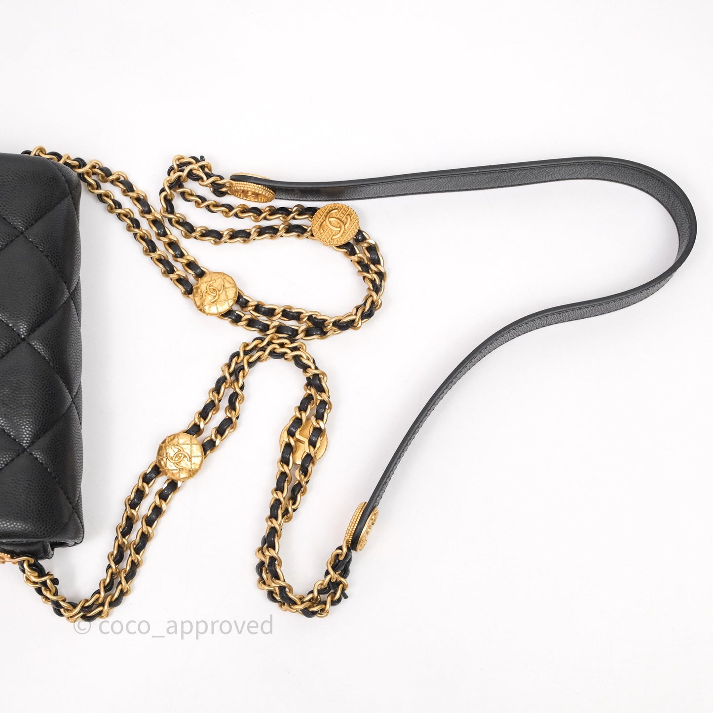 Chanel Twist Your Buttons Caviar Coin Purse Chain Black Bag Gold Hardware