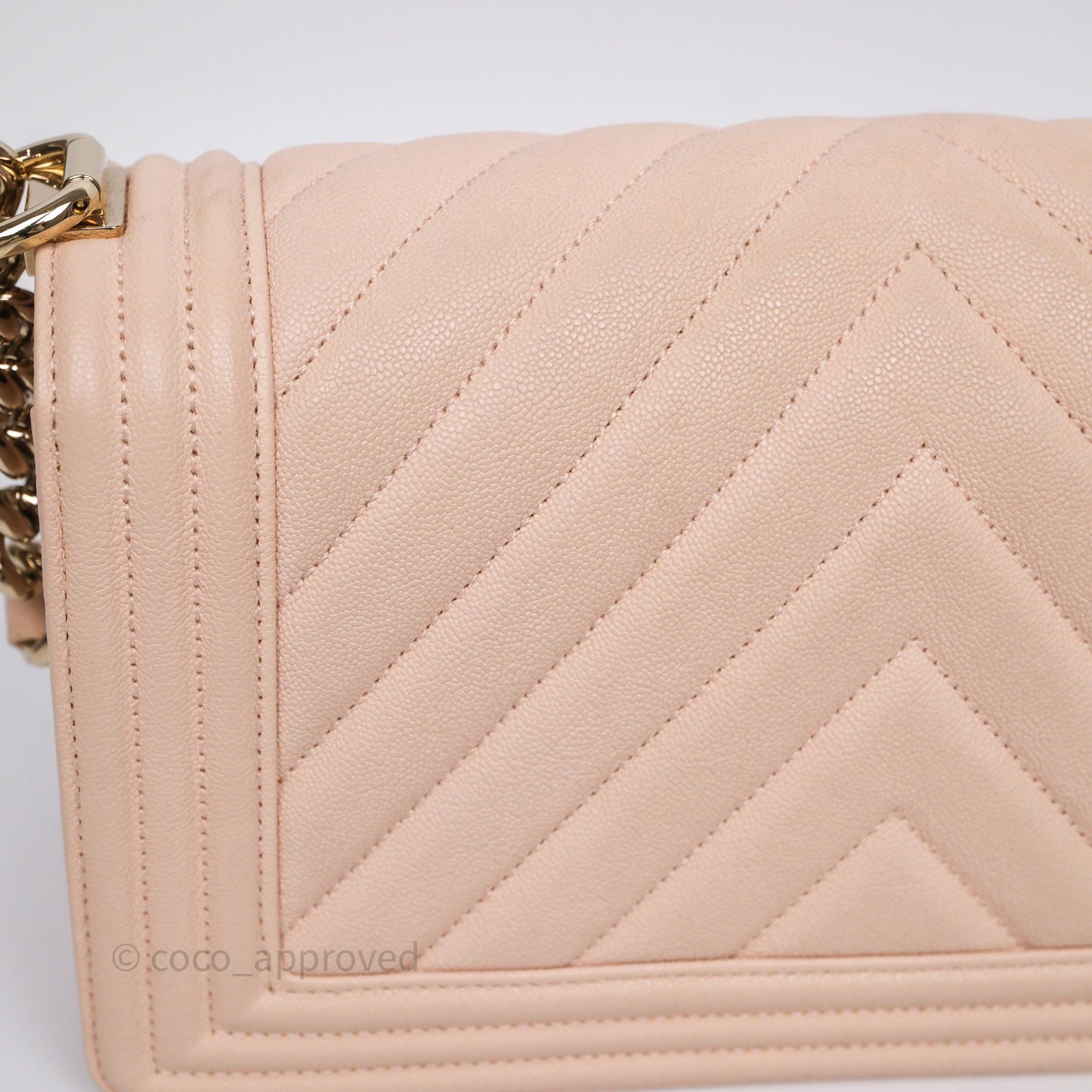 Chanel Chevron Medium Boy Light Pink Caviar Gold Hardware