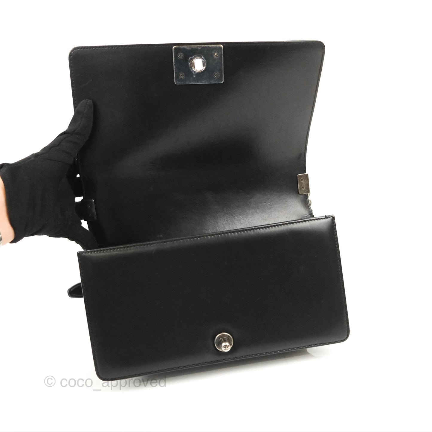 Chanel Quilted Medium Boy Black Lambskin Ruthenium Hardware