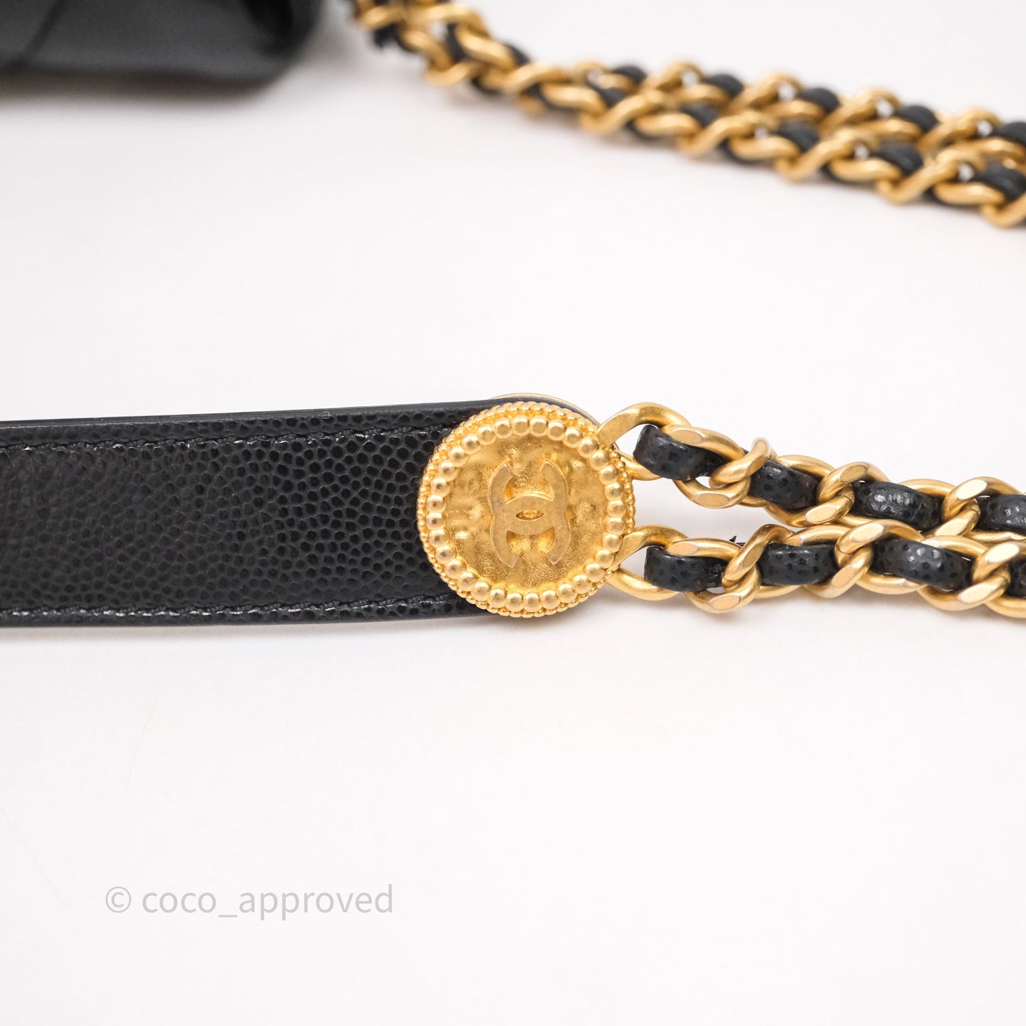 Chanel Twist Your Buttons Caviar Coin Purse Chain Black Bag Gold Hardware