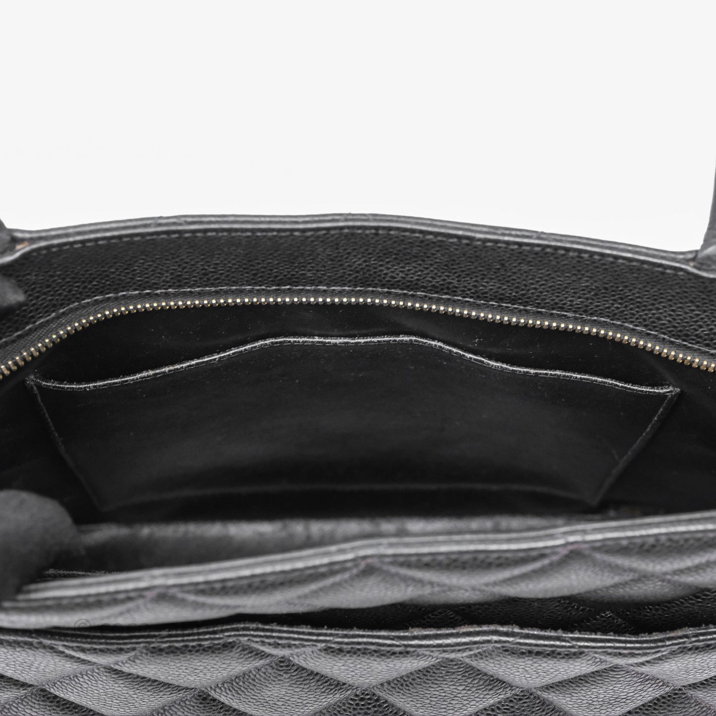 Chanel Vintage Medallion CC Black Caviar Tote Bag Gold Hardware