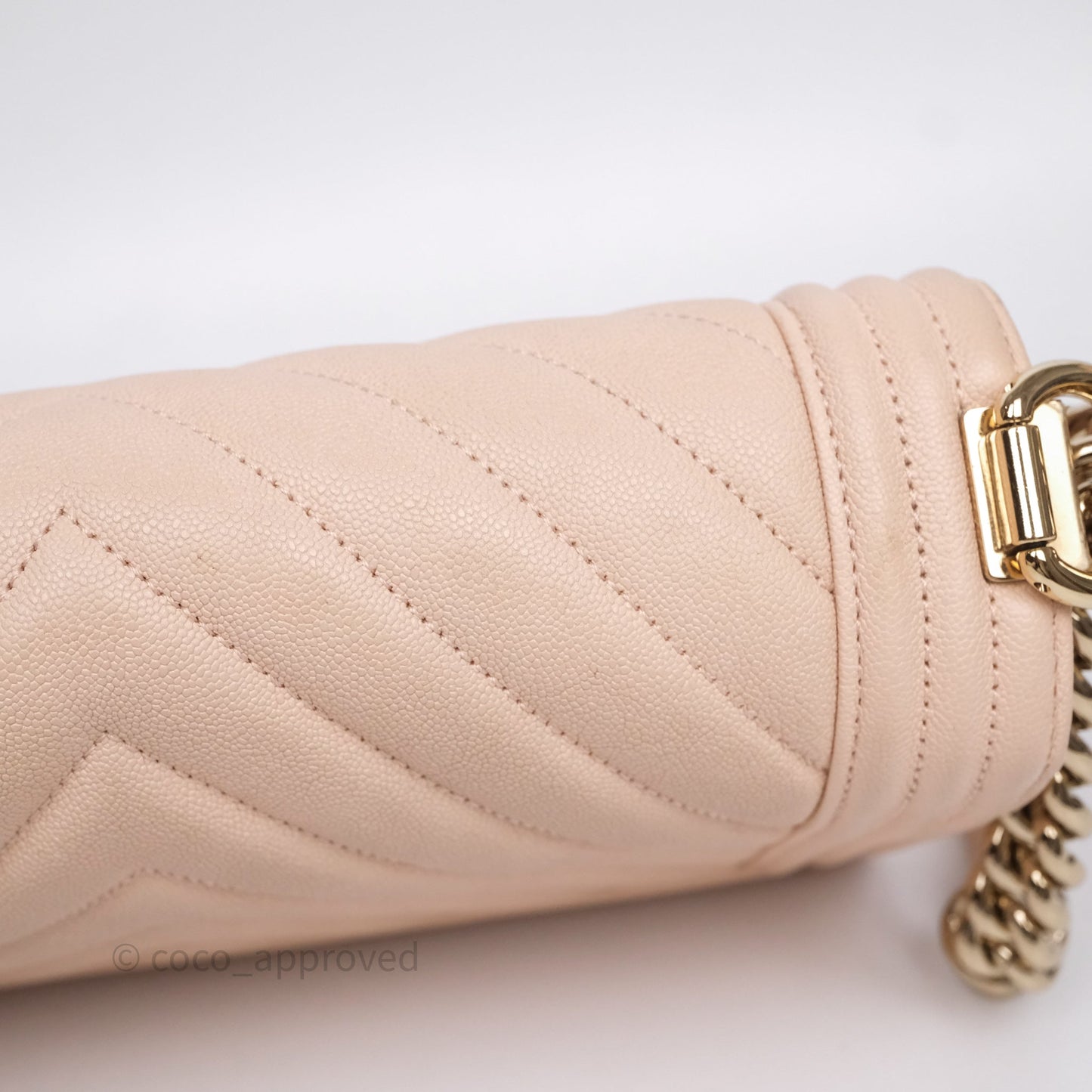 Chanel Chevron Medium Boy Light Pink Caviar Gold Hardware