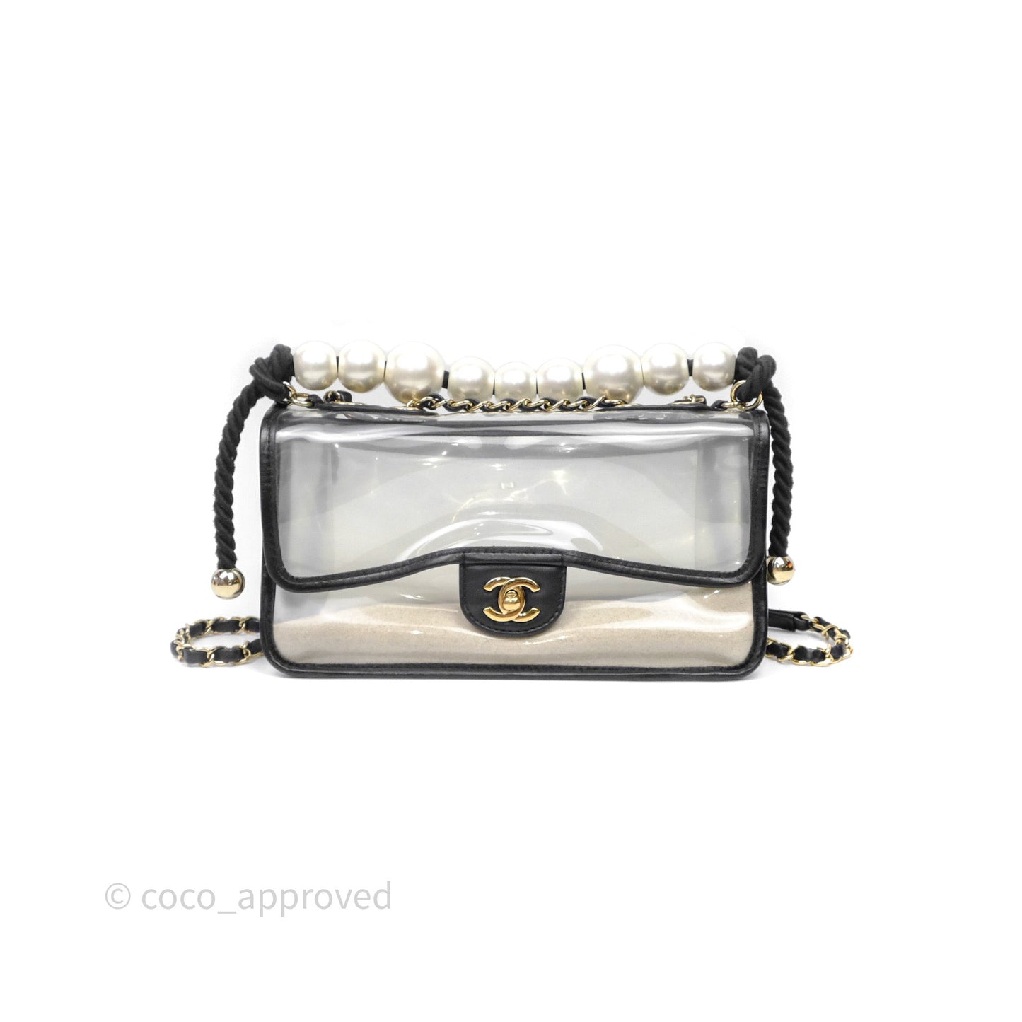 Chanel Medium Sand By The Sea PVC Flap Black Lambskin Gold Hardware