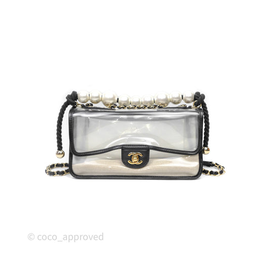 Chanel Medium Sand By The Sea PVC Flap Black Lambskin Gold Hardware