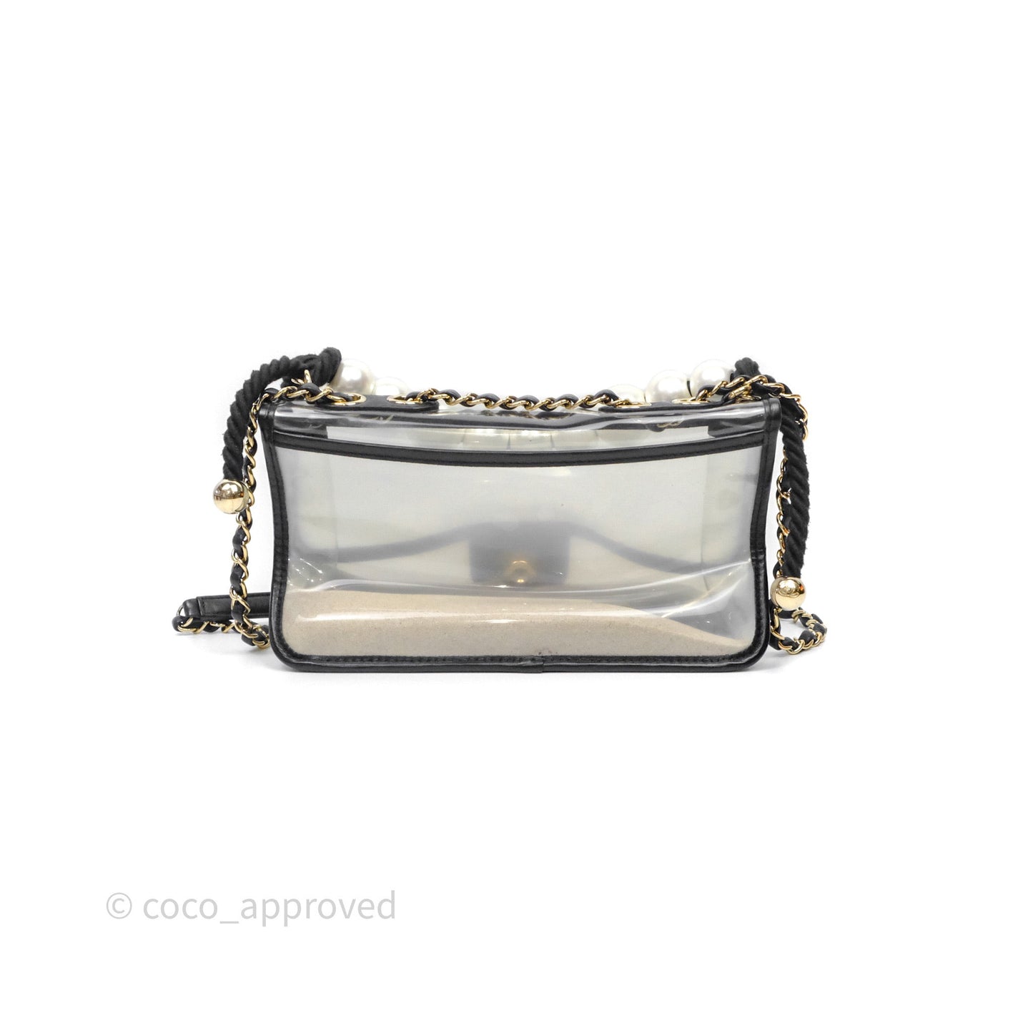 Chanel Medium Sand By The Sea PVC Flap Black Lambskin Gold Hardware