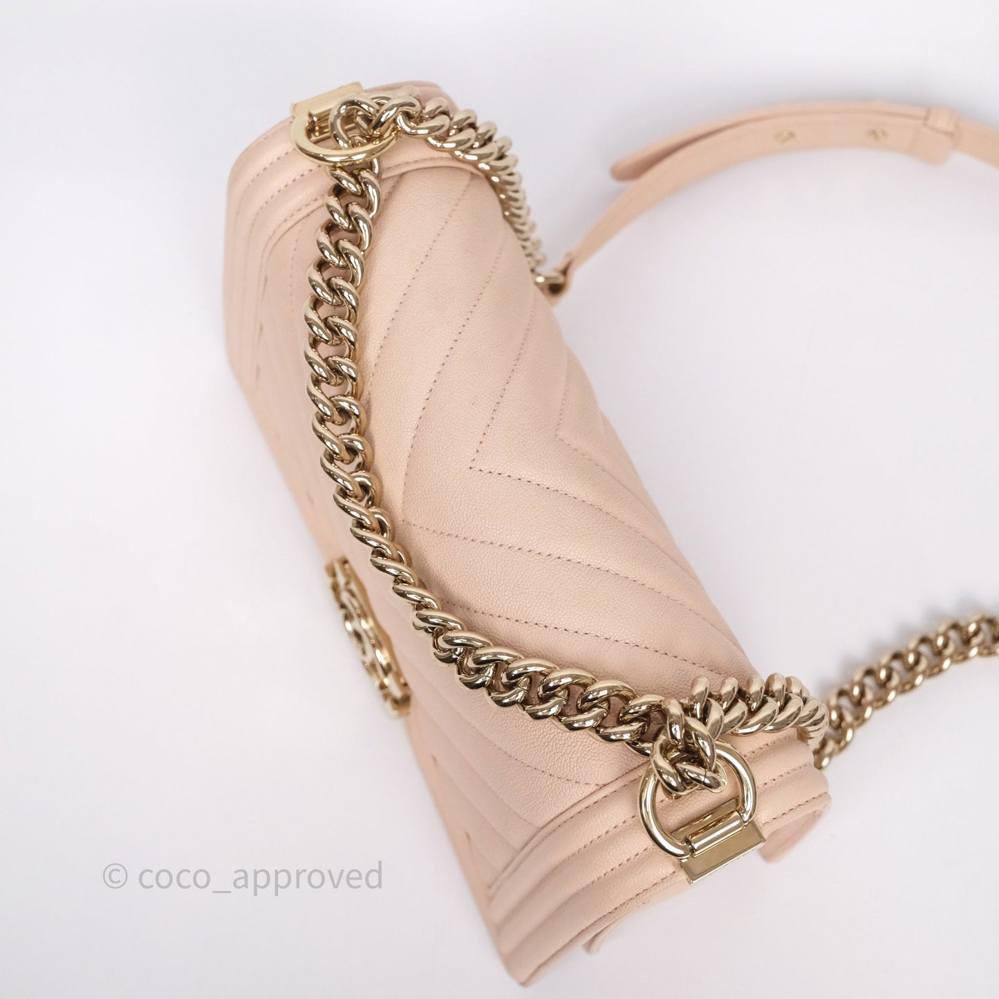 Chanel Chevron Medium Boy Light Pink Caviar Gold Hardware